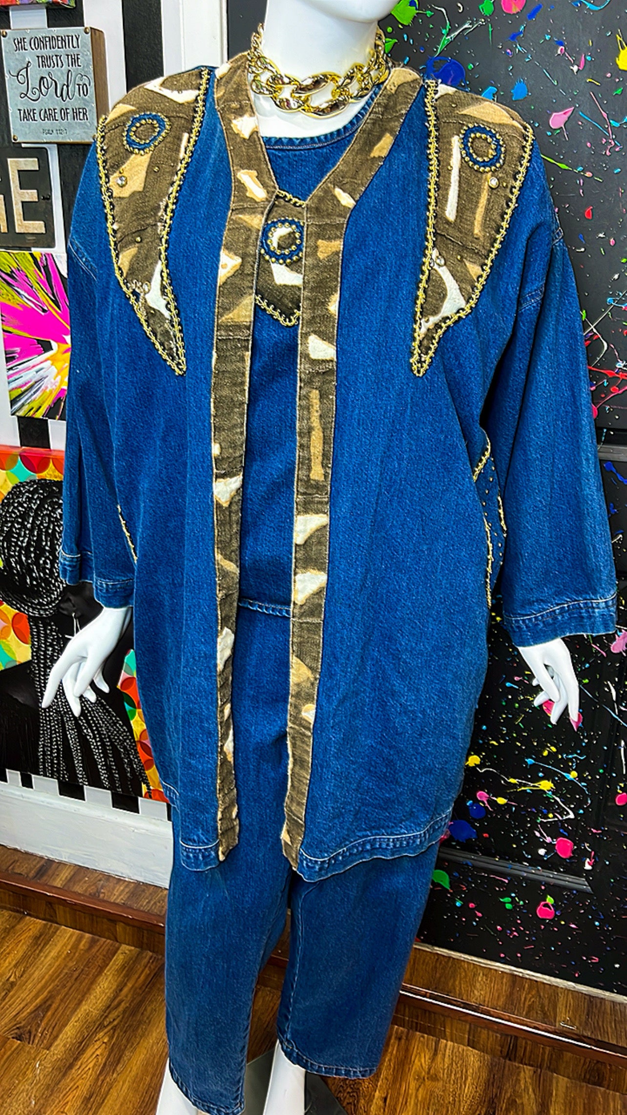 Vintage Denim Pants Set & Duster (20)