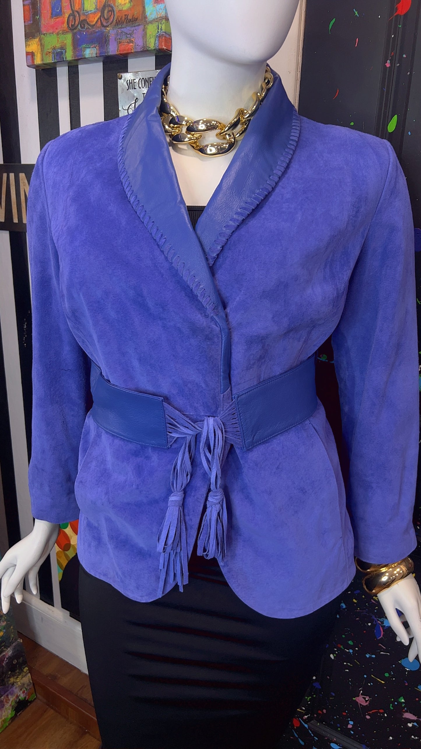 Vintage Suede Leather Jacket with Belt (18)