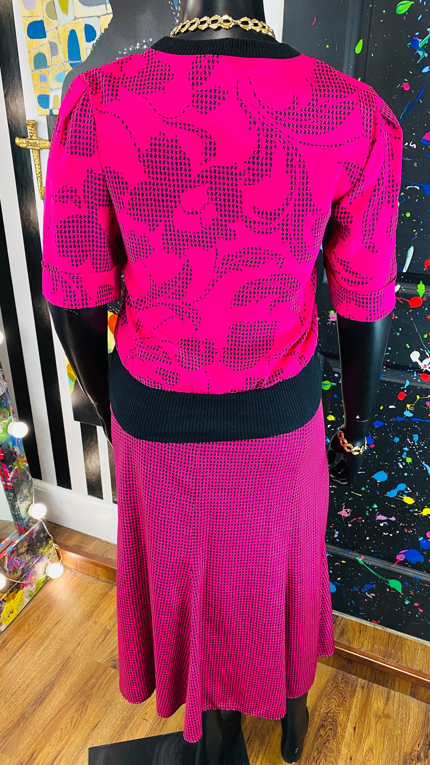 Black & Pink 3 piece Skirt Set