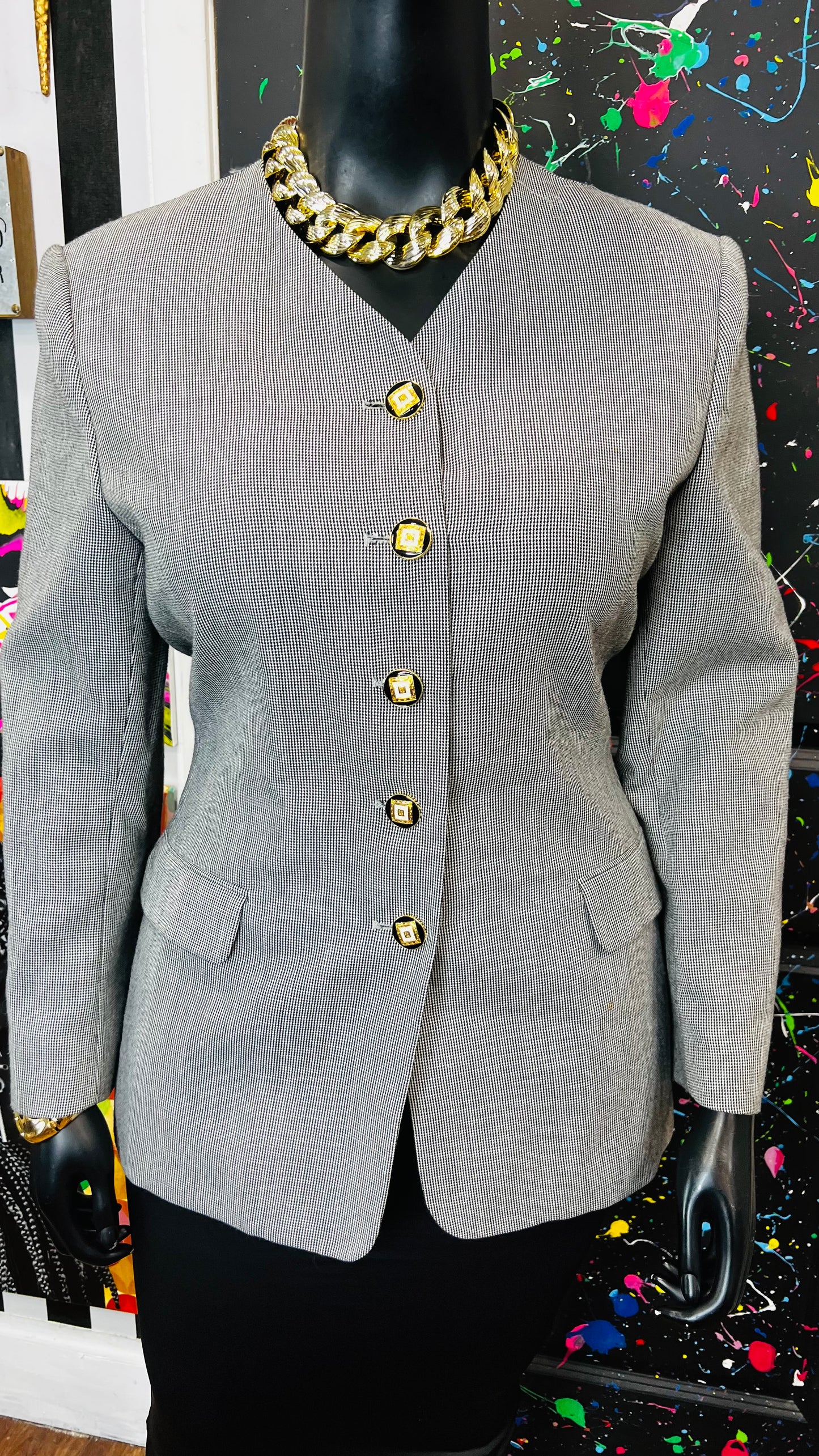 Vintage Black & White Pin Striped Blazer (16)
