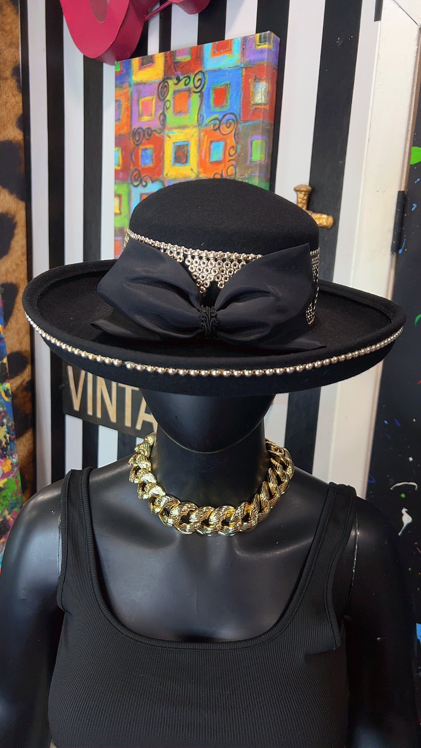 Vintage Silver & Black Hat