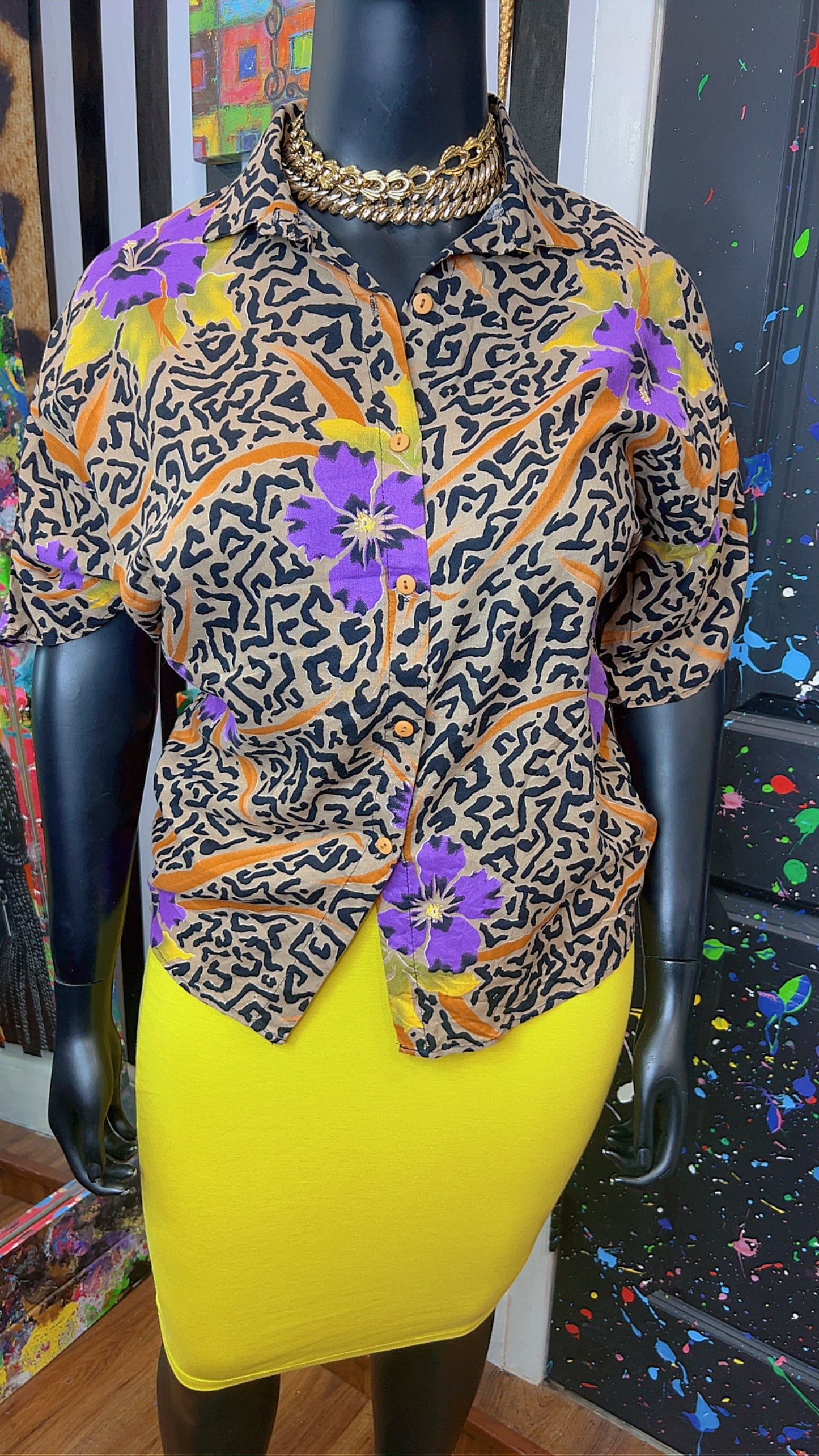 Vintage Rayon Tropical Blouse (14)