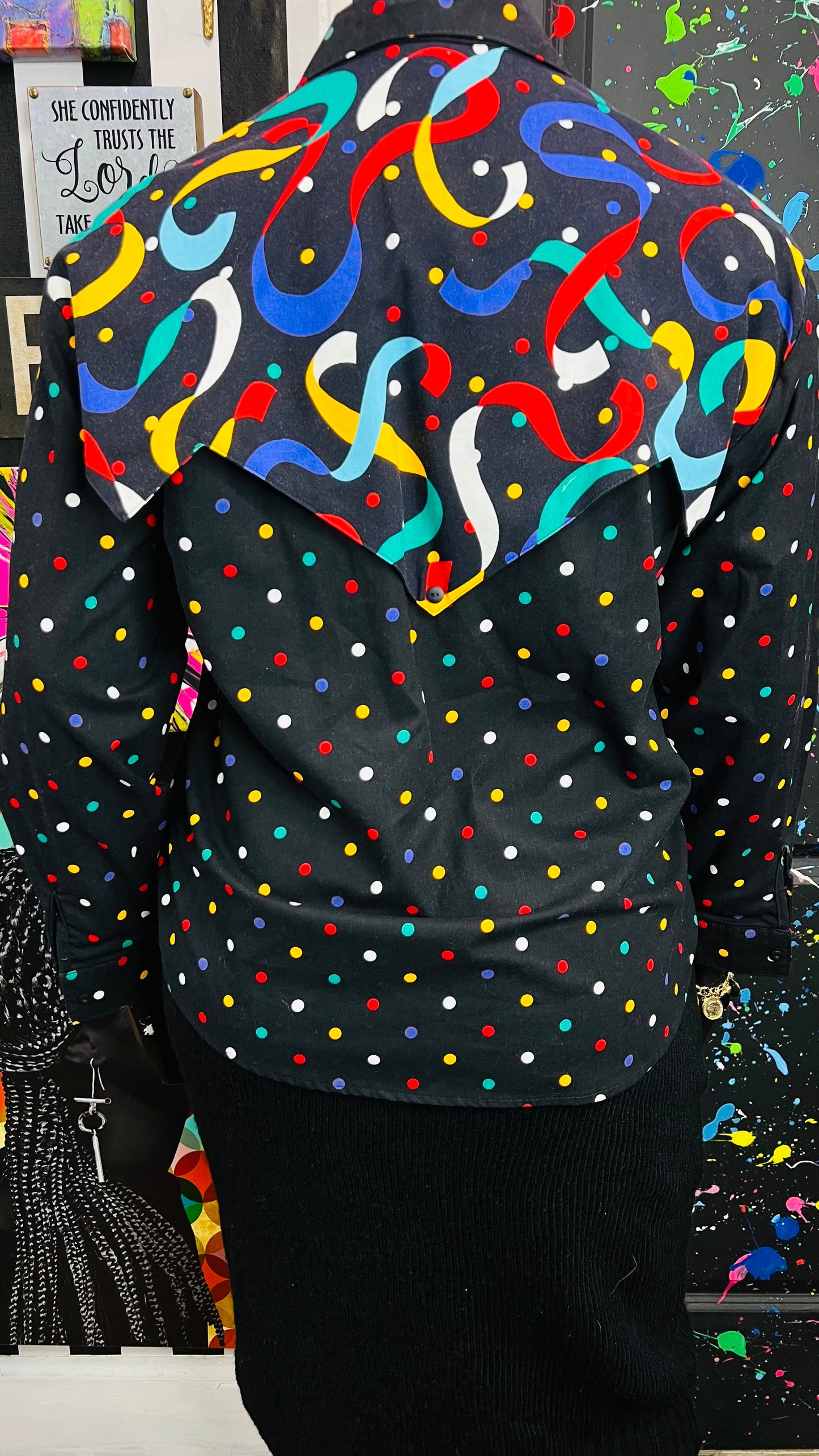Vintage Colorblock Jeweled Western Blouse (14)