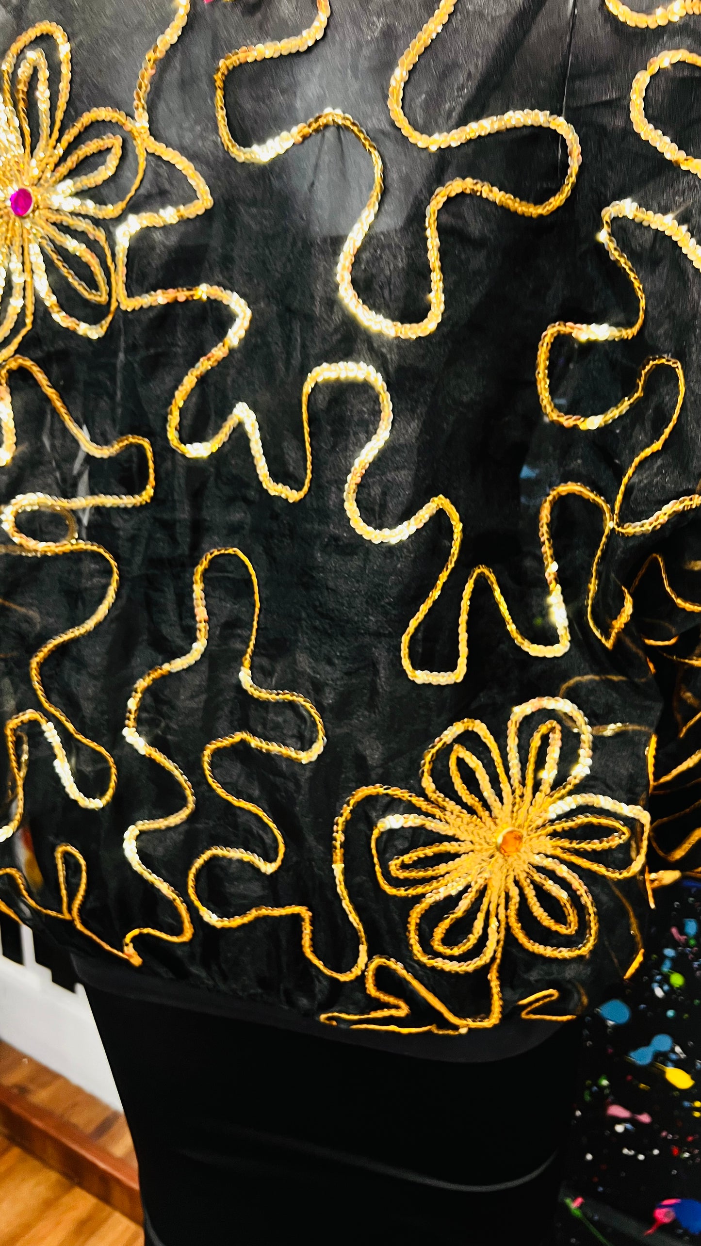 Vintage Sheer Black Jeweled Embroidered Top (22/24)