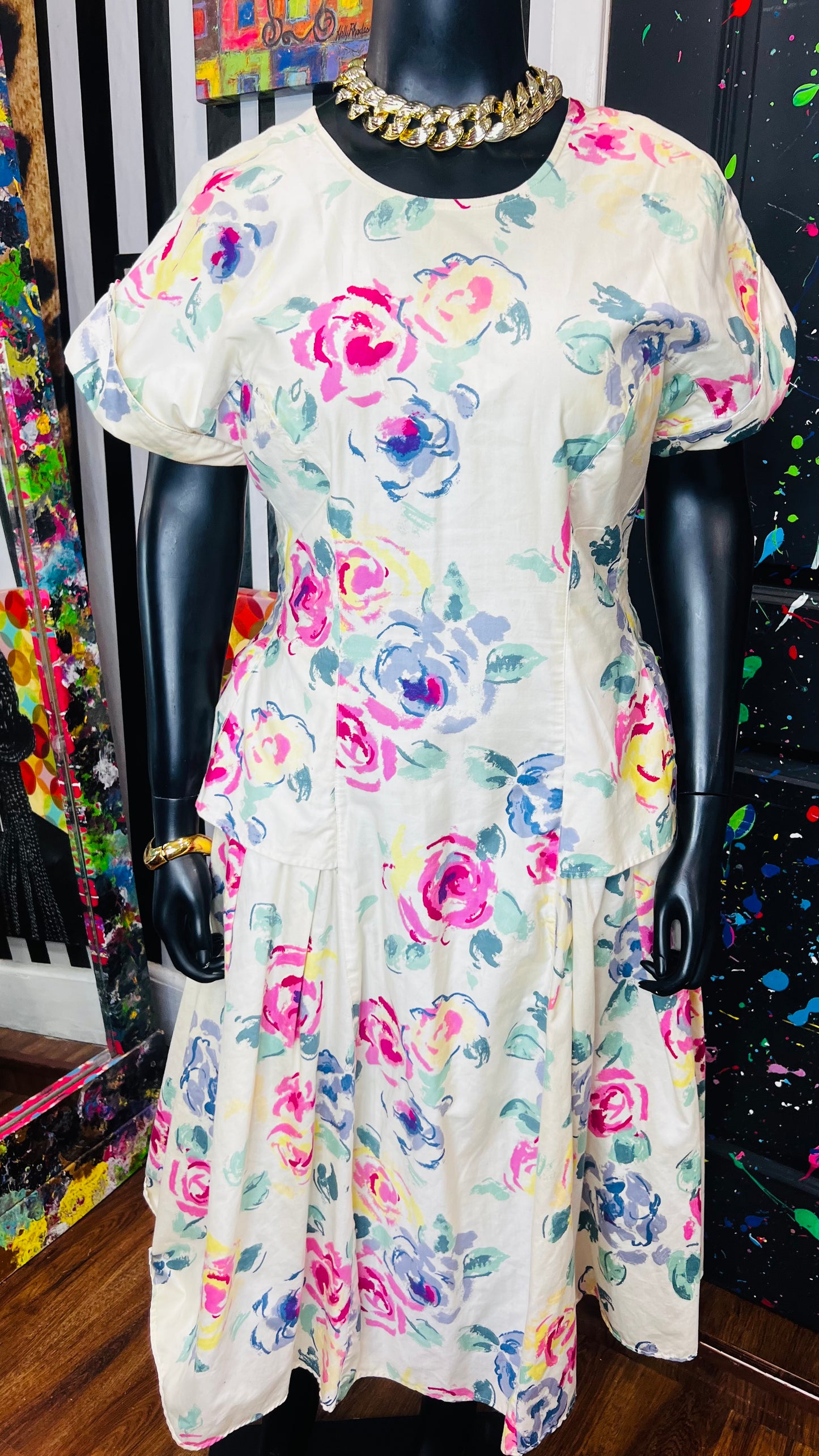 Vintage Floral Print Dress (18W)