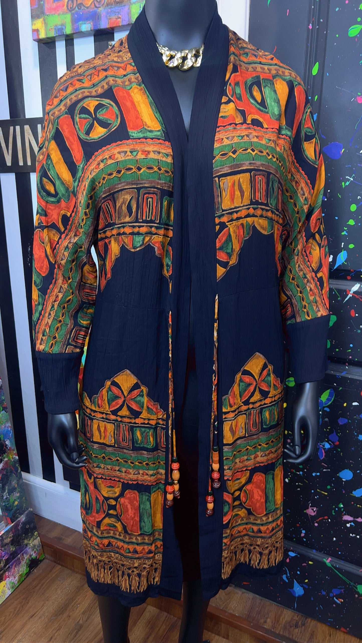 Vintage Carole Little Tribal Print Duster (22)