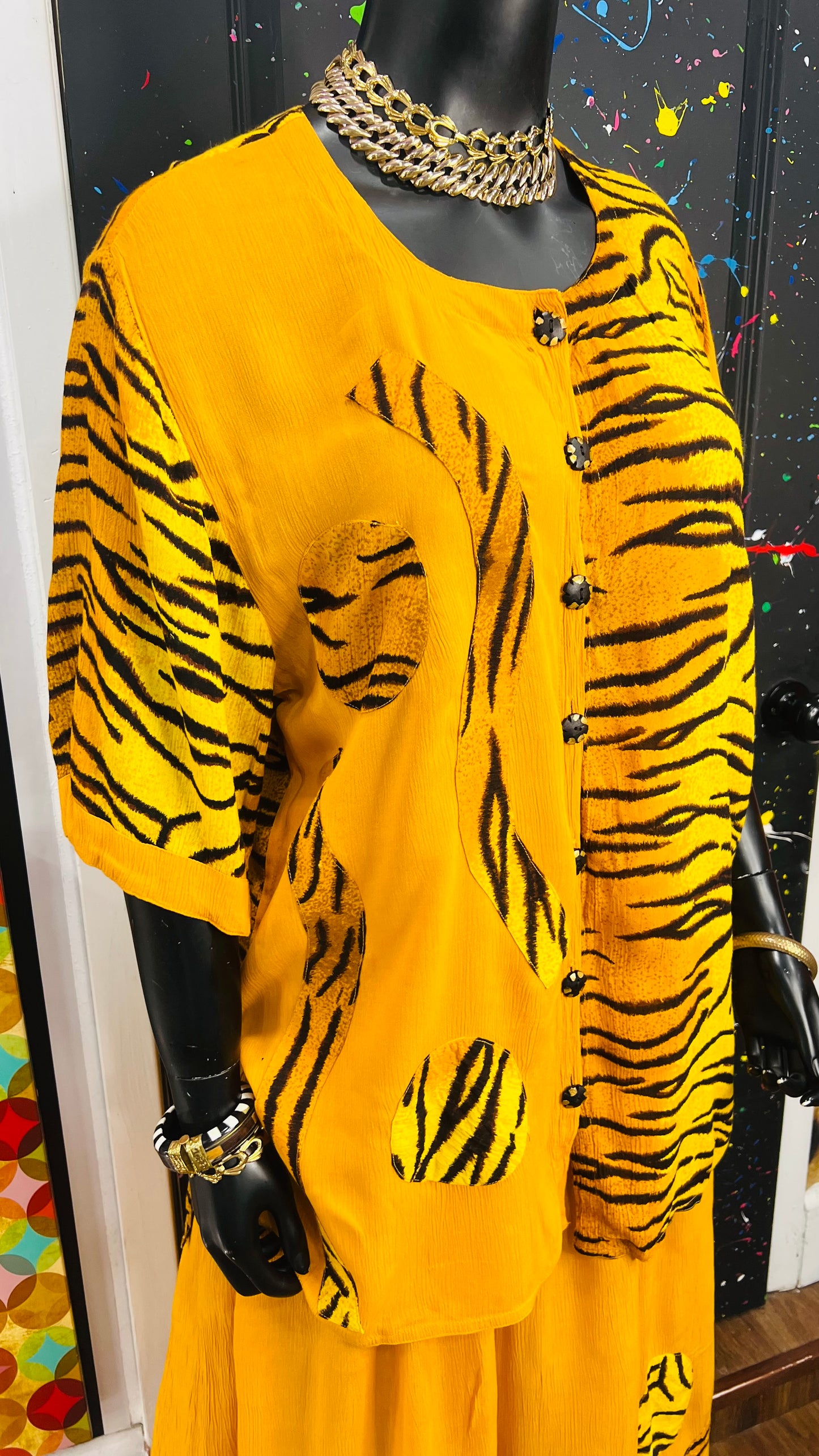 Vintage Animal Print Three Piece Rayon Set (OS)
