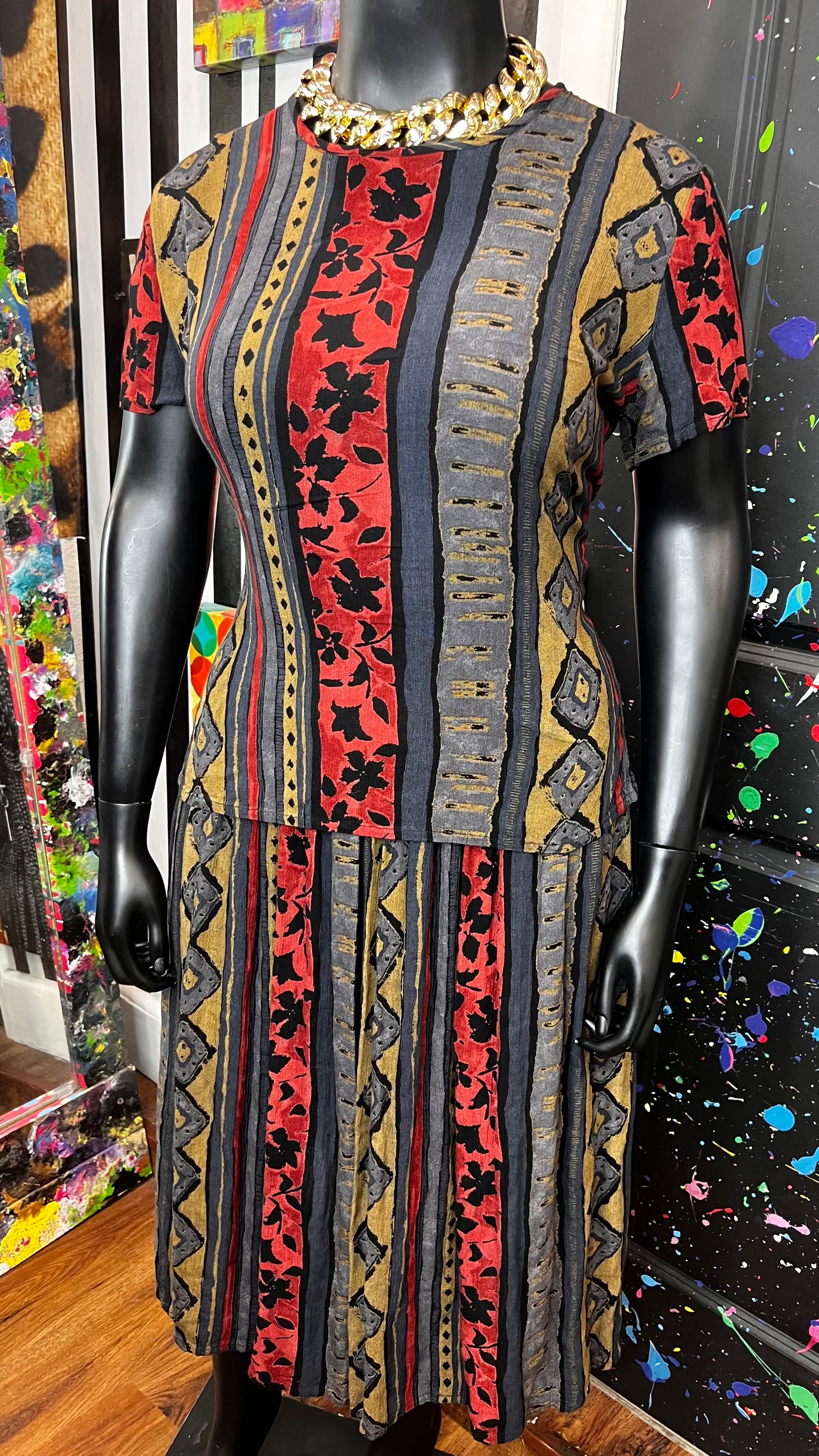 Vintage Rayon 90’s Skirt Set (14)