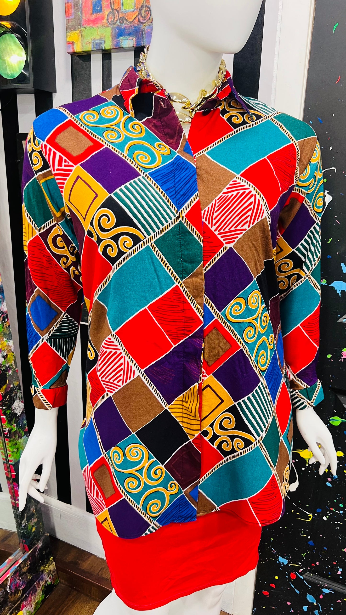 Vintage Rayon Abstract Blouse (22/24)