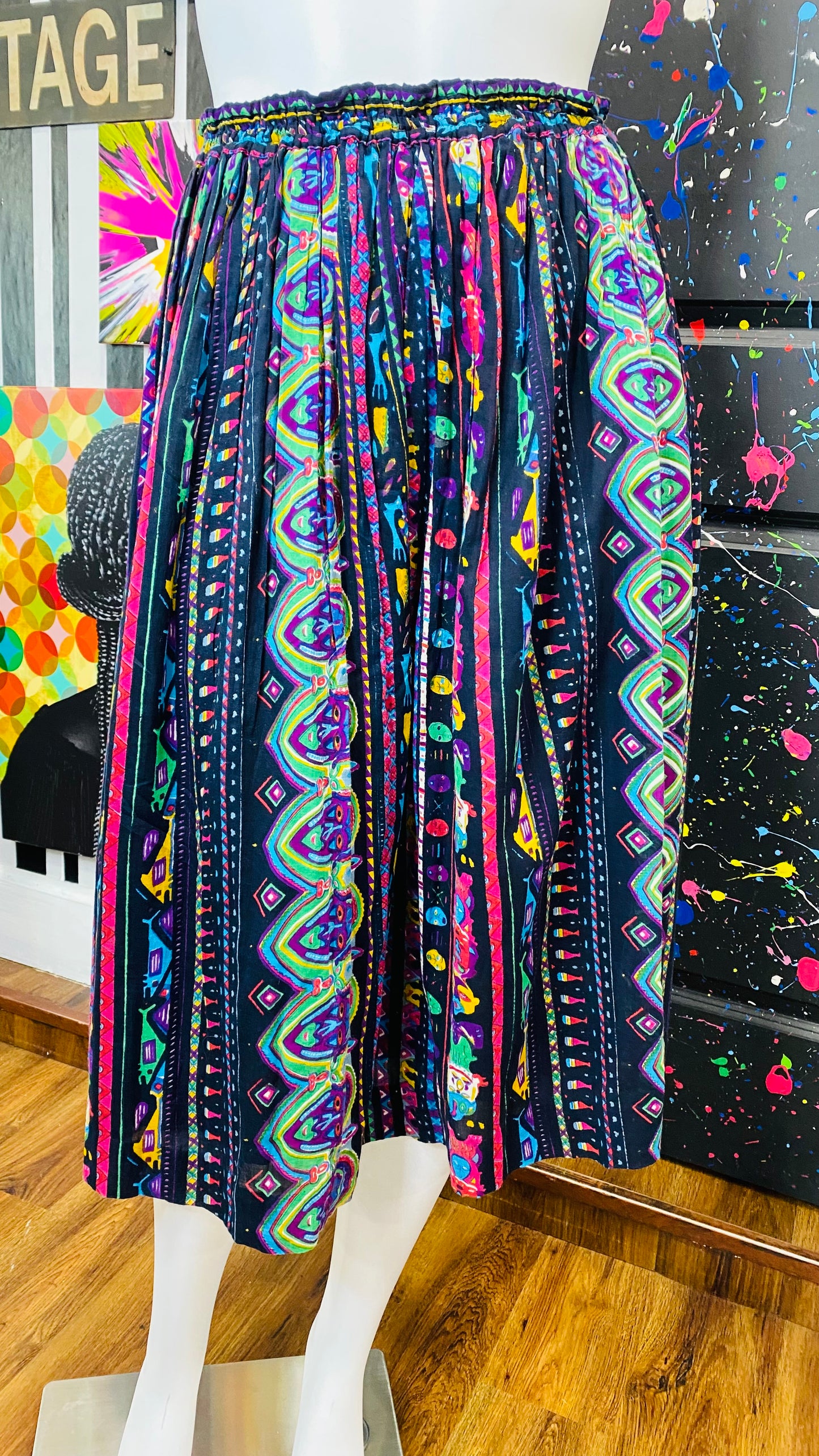 Vintage Rayon Faces Skirt (16)