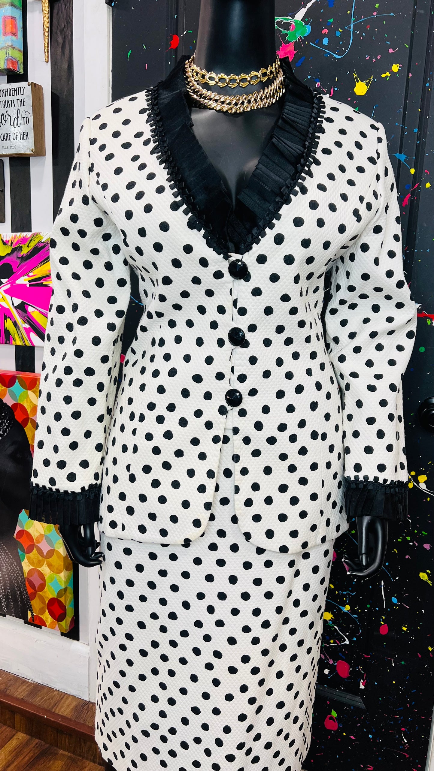 Vintage Lily & Taylor Polka Quilted Dot Suit (18)