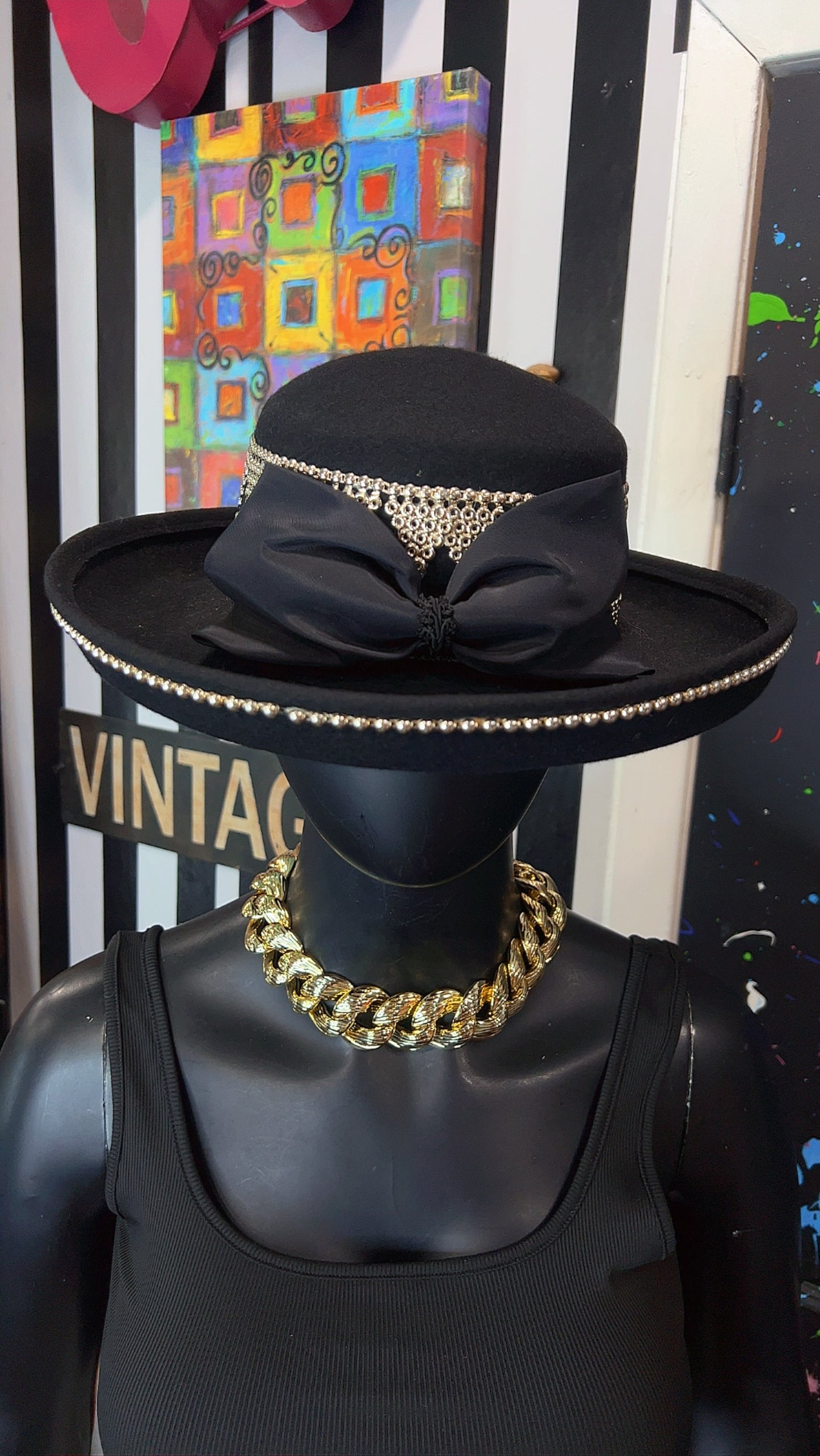 Vintage Silver & Black Hat