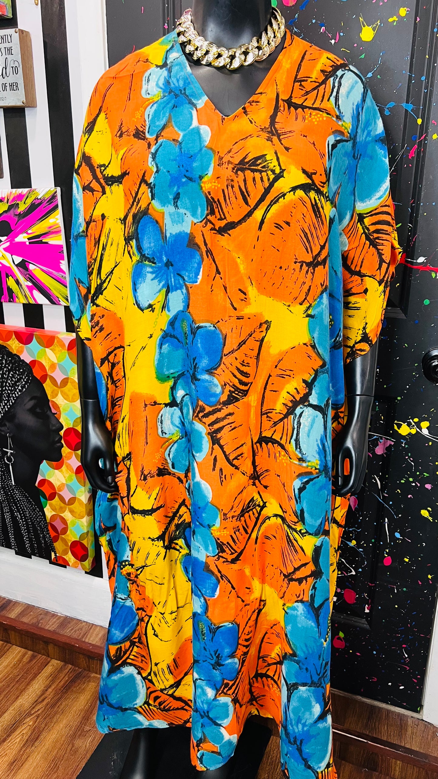 Vintage 100% Rayon Kaftan (OS)