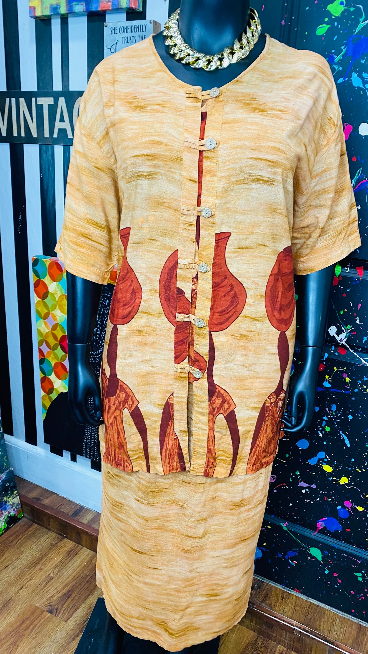 Vintage Rayon Traditional African Skirt Set (18)