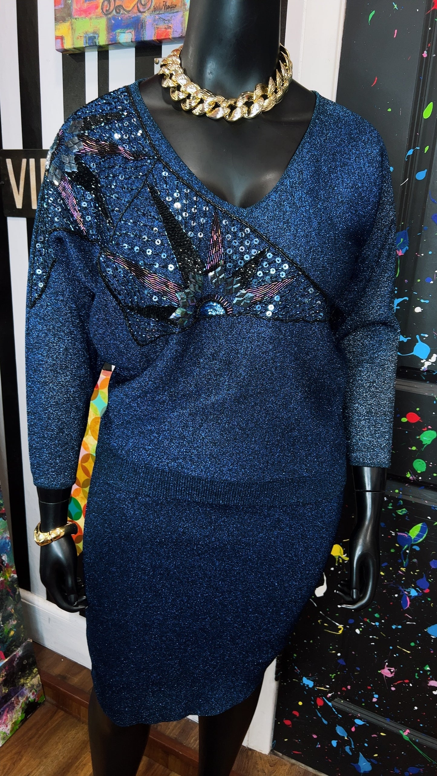 Vintage 80’s Electric Blue Skirt Set (14/16)