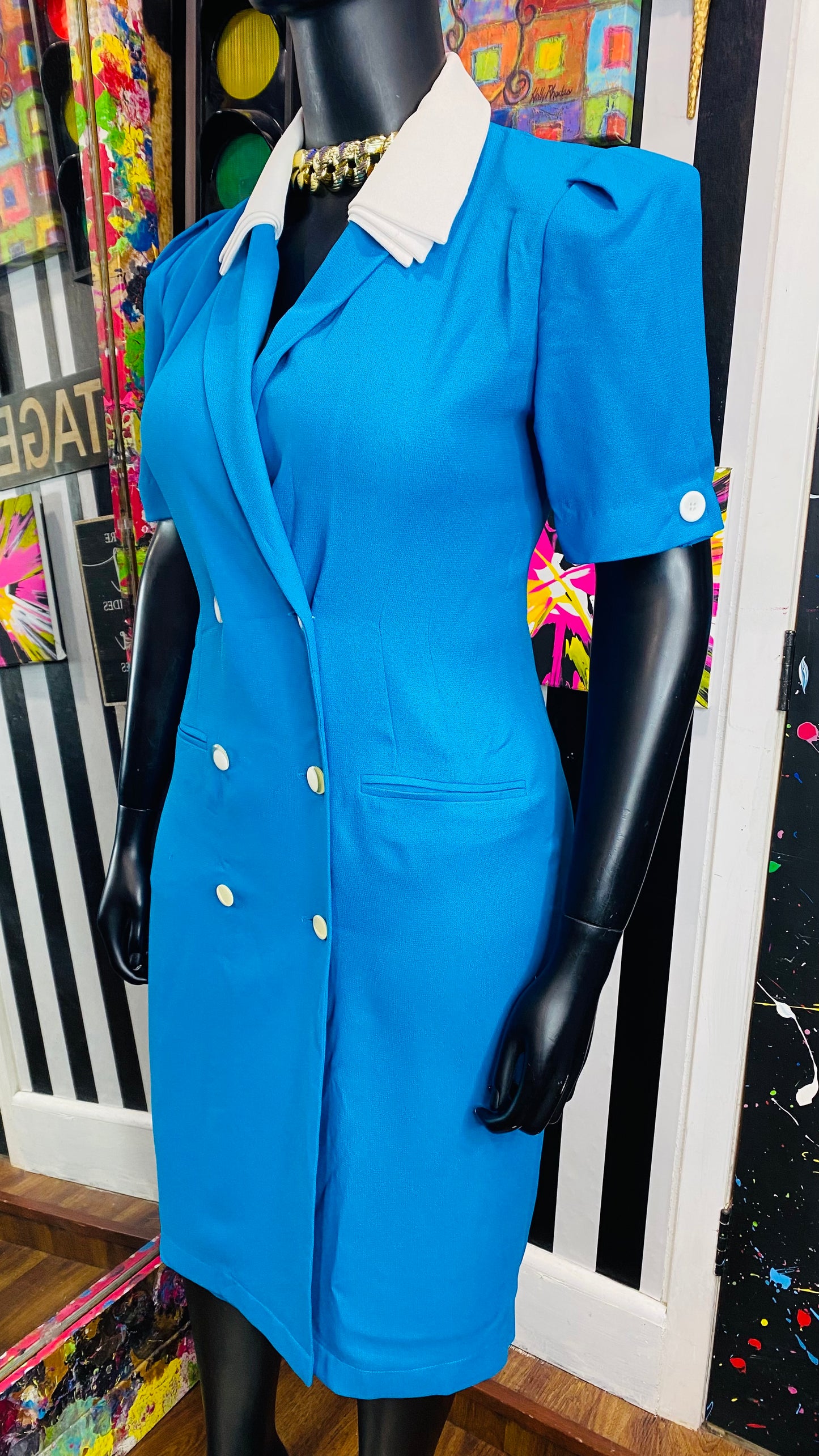 Vintage Blue Blazer Dress (12)