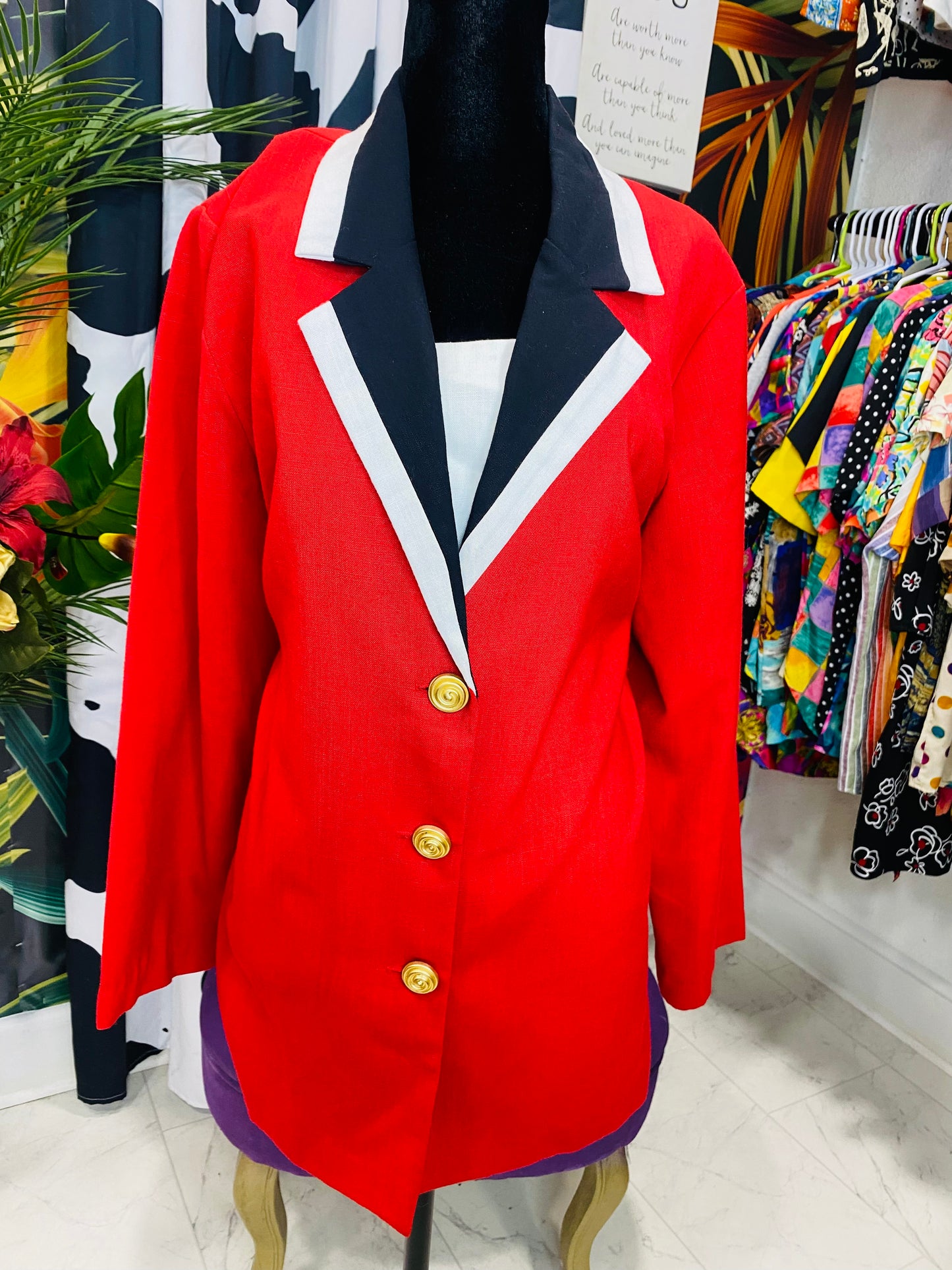Vintage Red Black & White Blazer