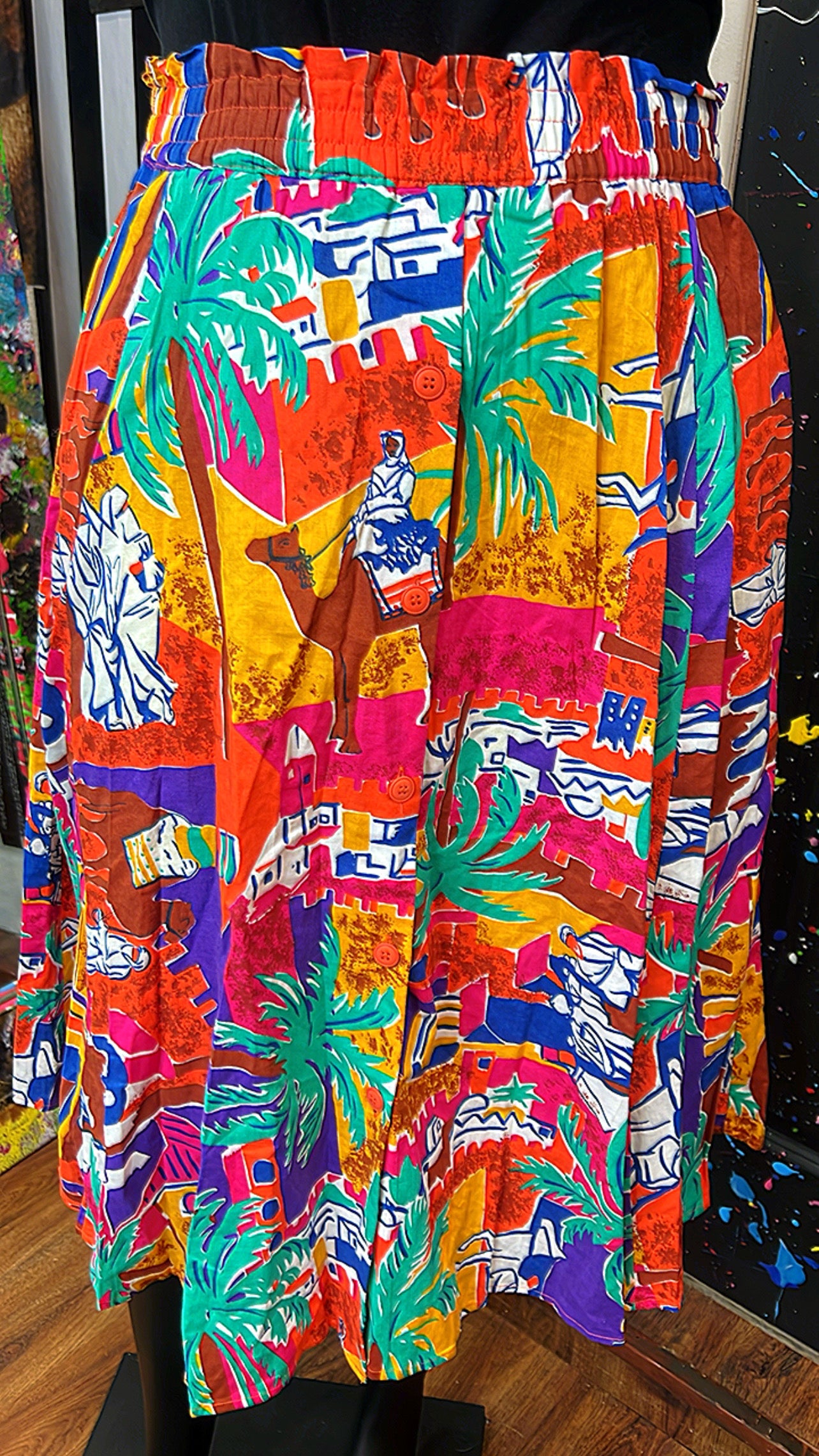 Vintage Button Down Vibrant Skirt (12)