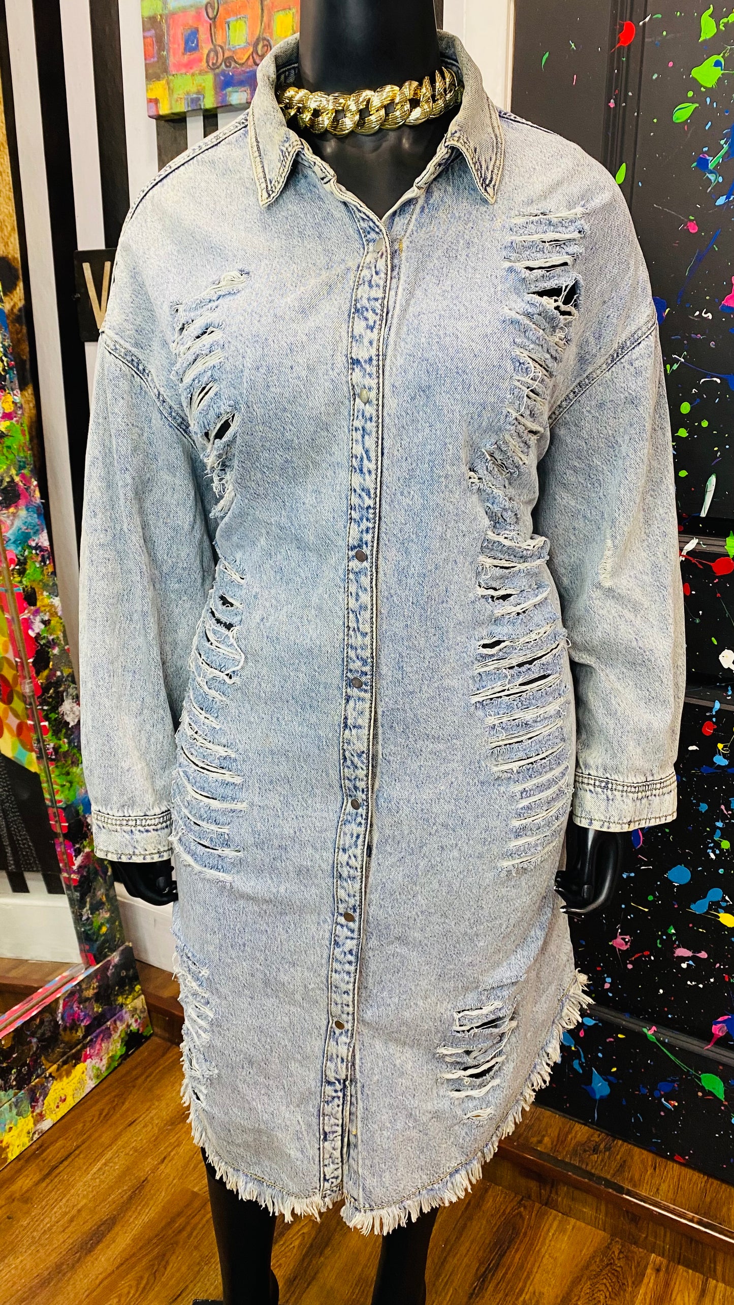 Distressed Denim Duster/Dress (24)