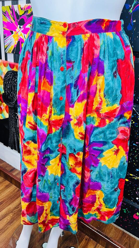 Vintage Rayon WaterColor Skirt (18/20)