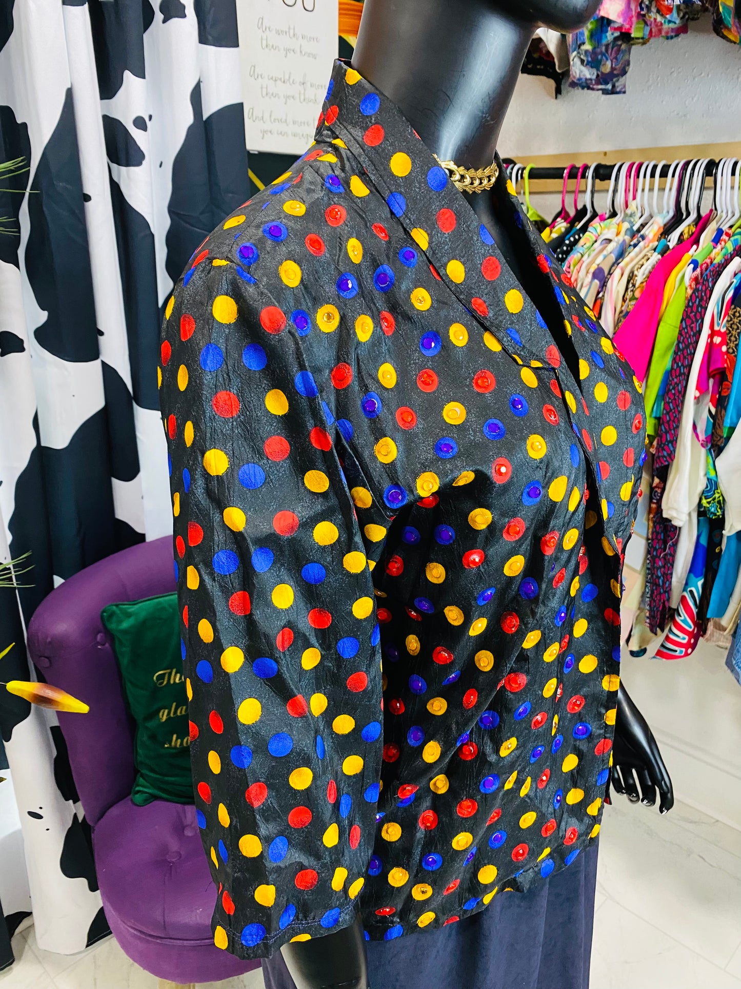 Vintage Colorful Studs Short Blazer