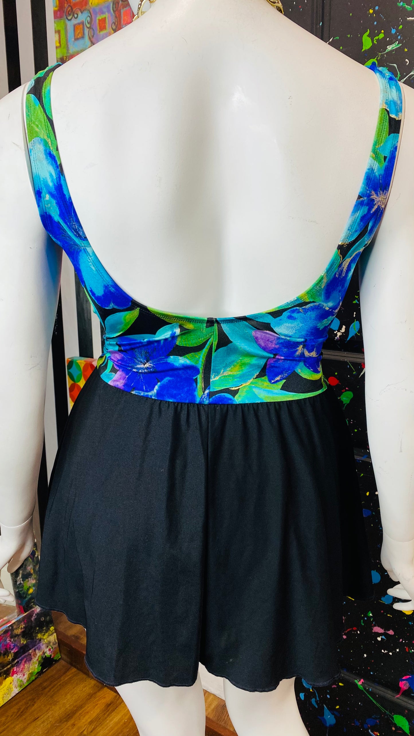 Vintage Floral Blue Swimsuit (22W)