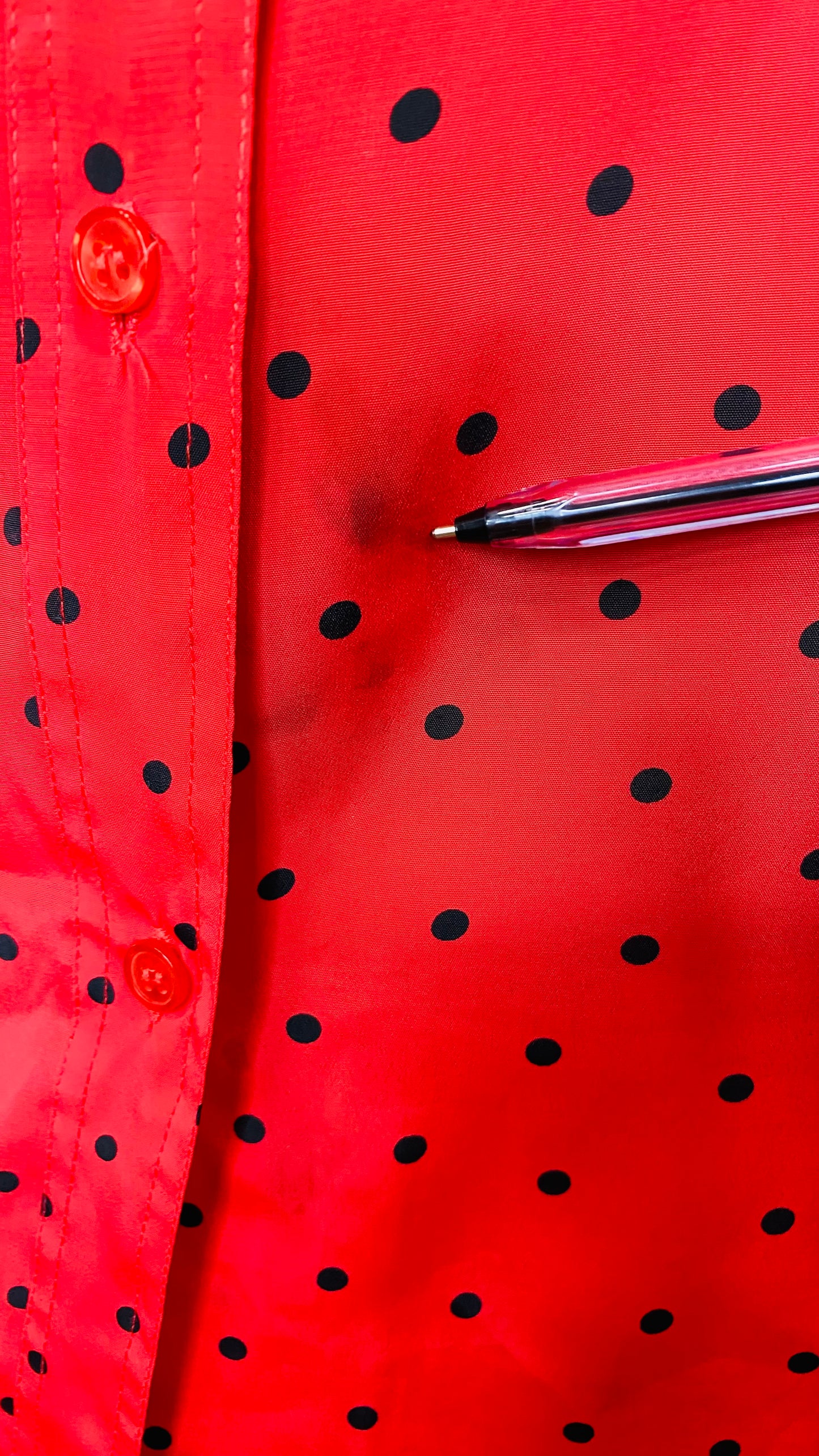 Vintage Red & Black Polka Dot Blouse (20)