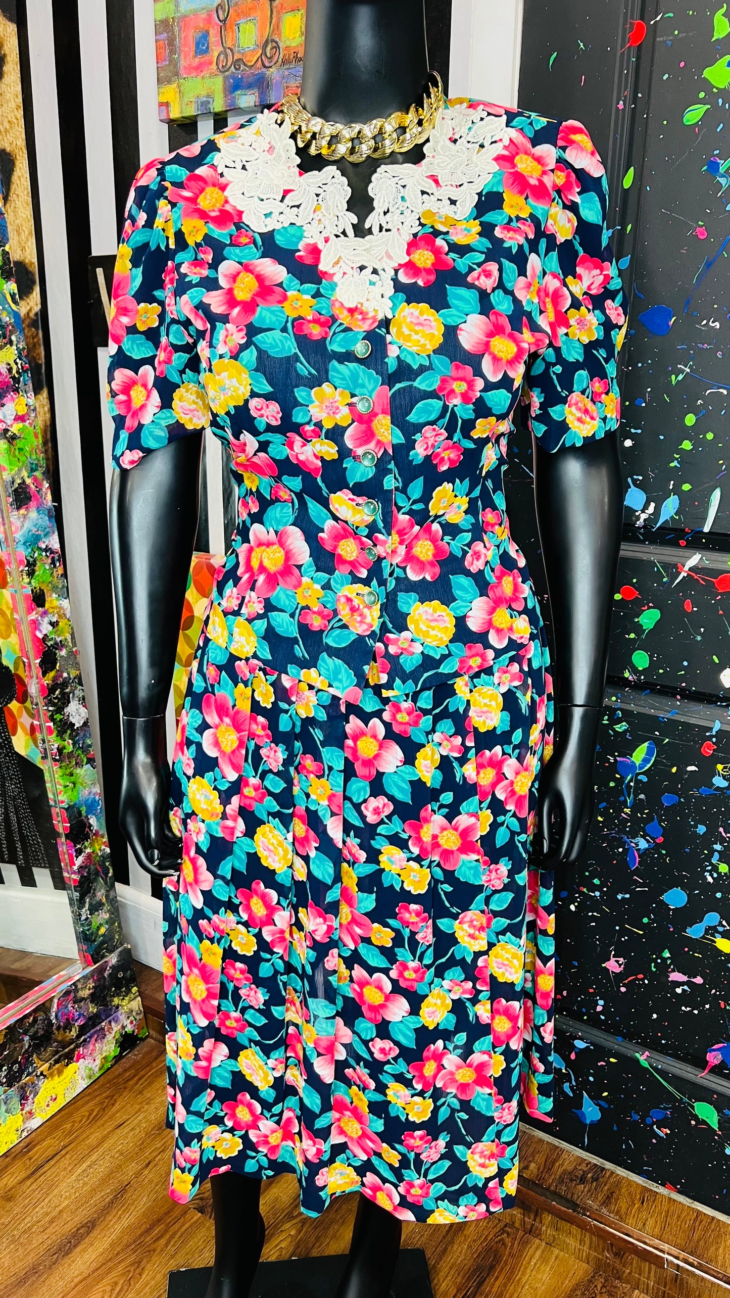 Vintage Floral & Lace Skirt Set (16)