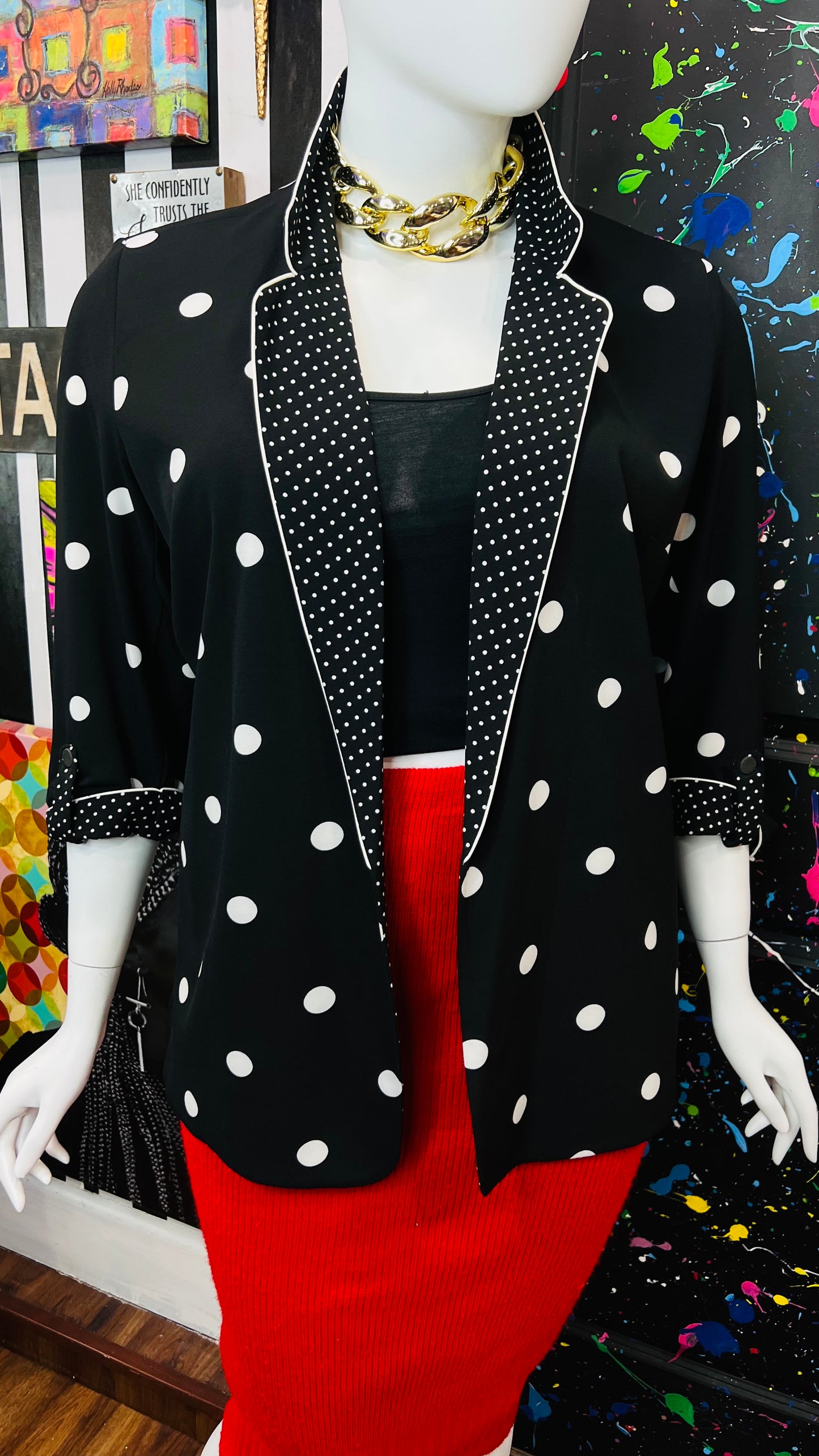 Vintage Black & White Polka Dot Blazer (18/20)