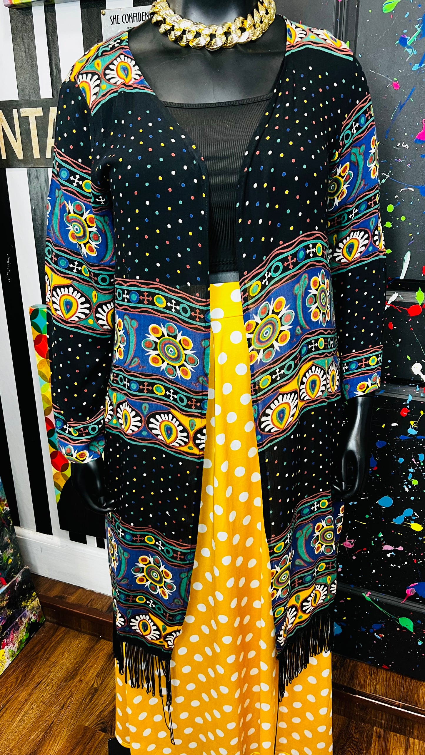 Vintage Abstract Mix Print Duster (12/14)