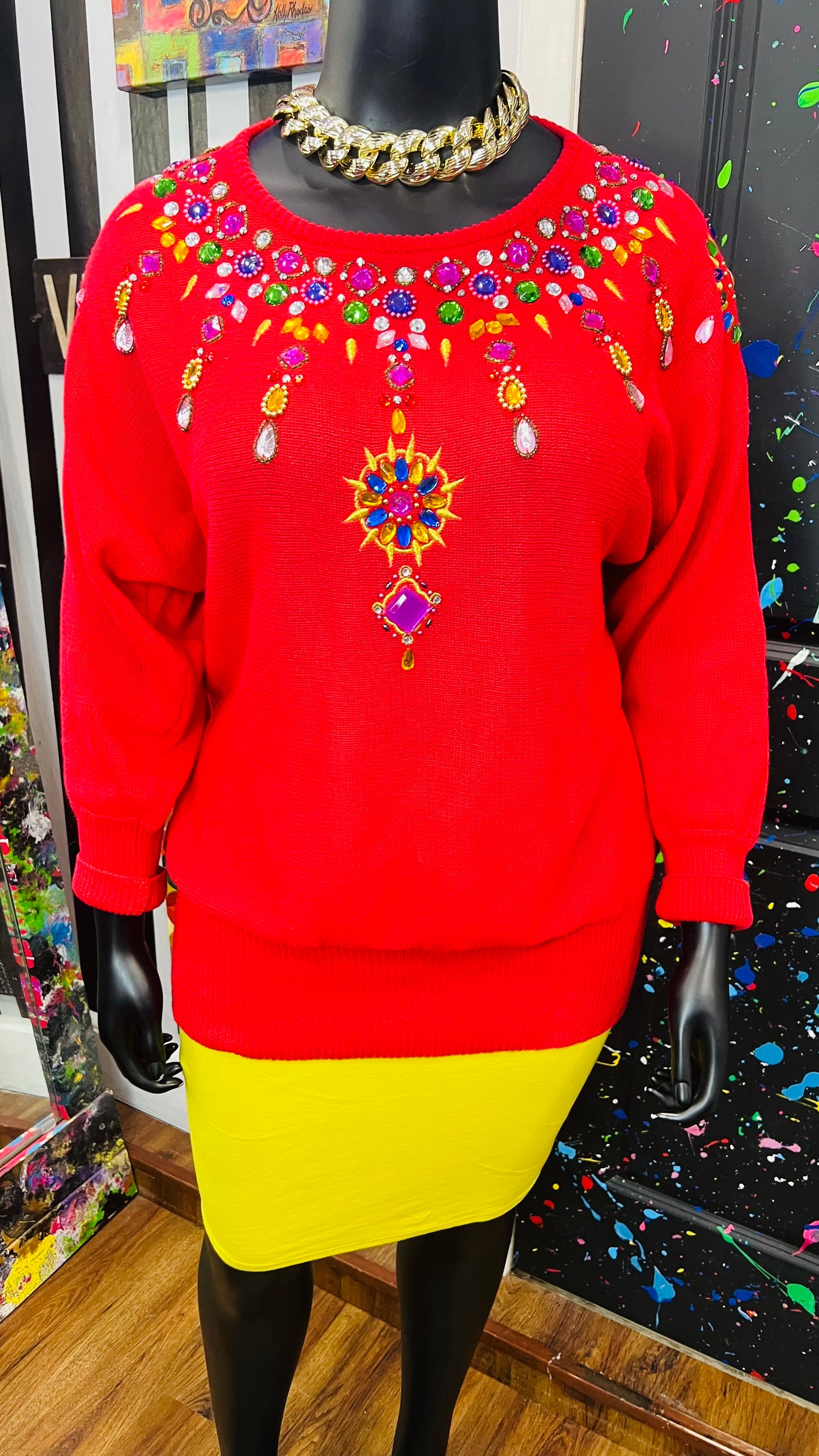 Vintage Red Jewel Sweater (22)