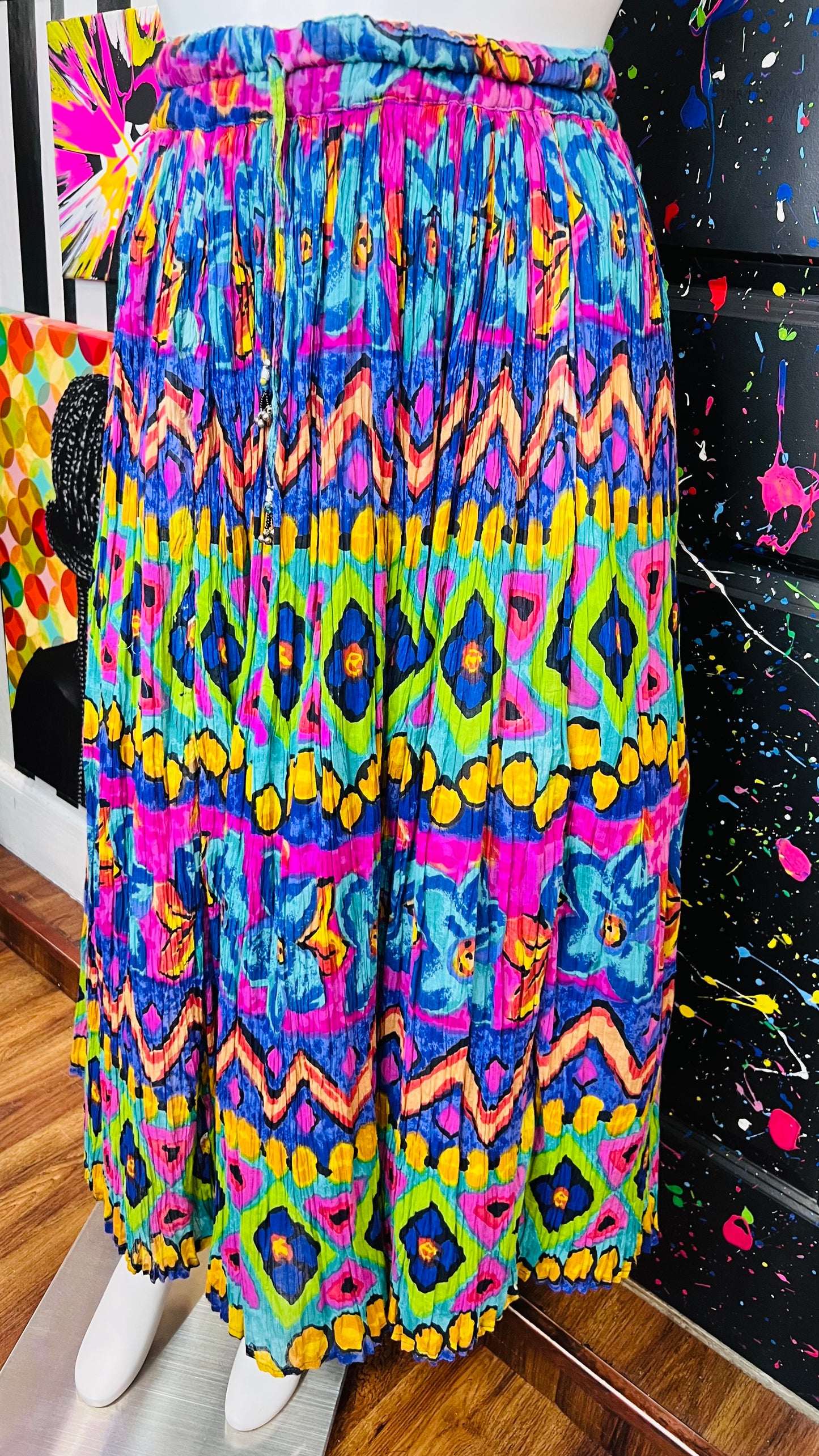 Vintage Rayon Vibrant Skirt (OS)