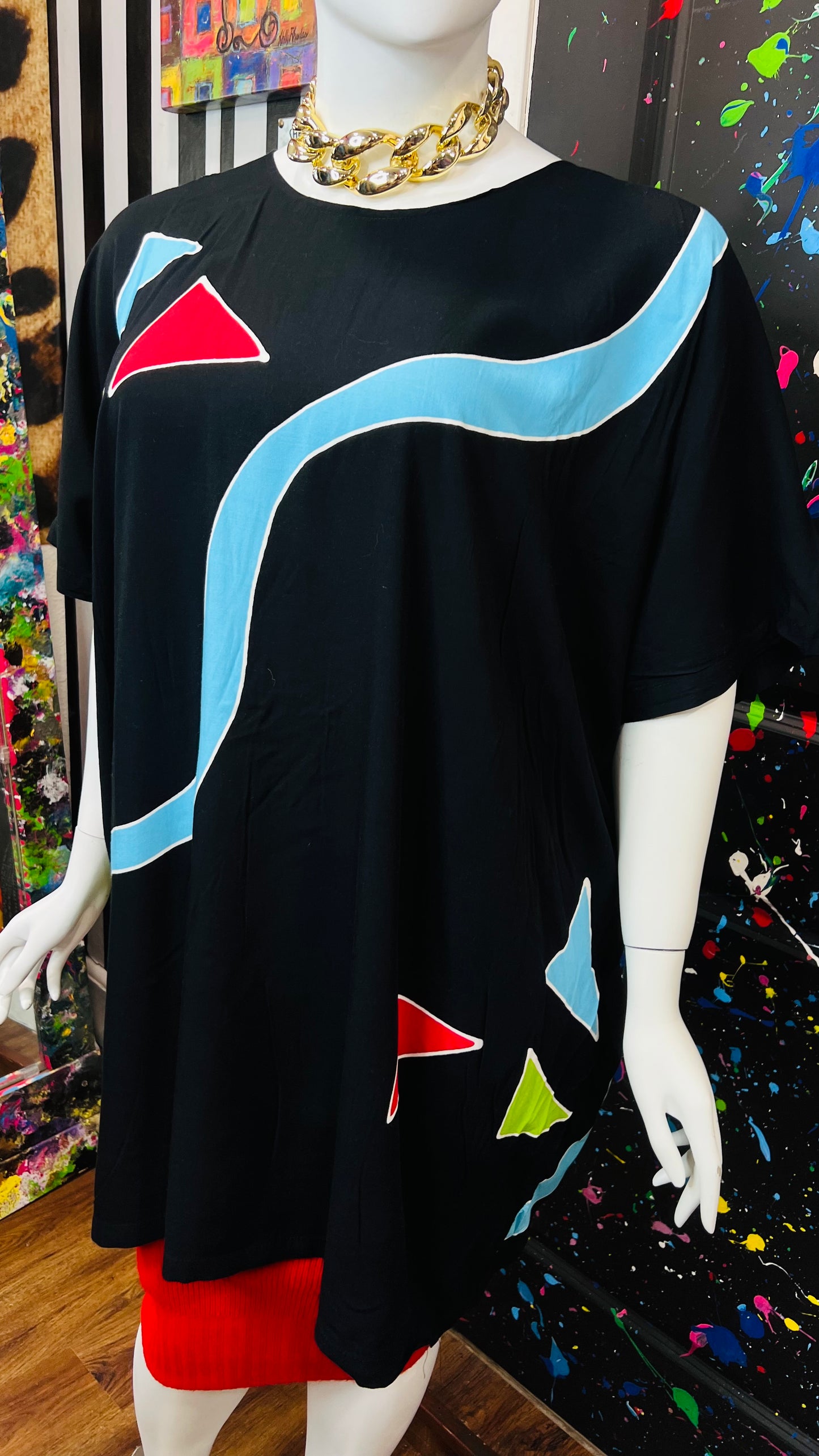 Rayon Color Block Tunic (OS)