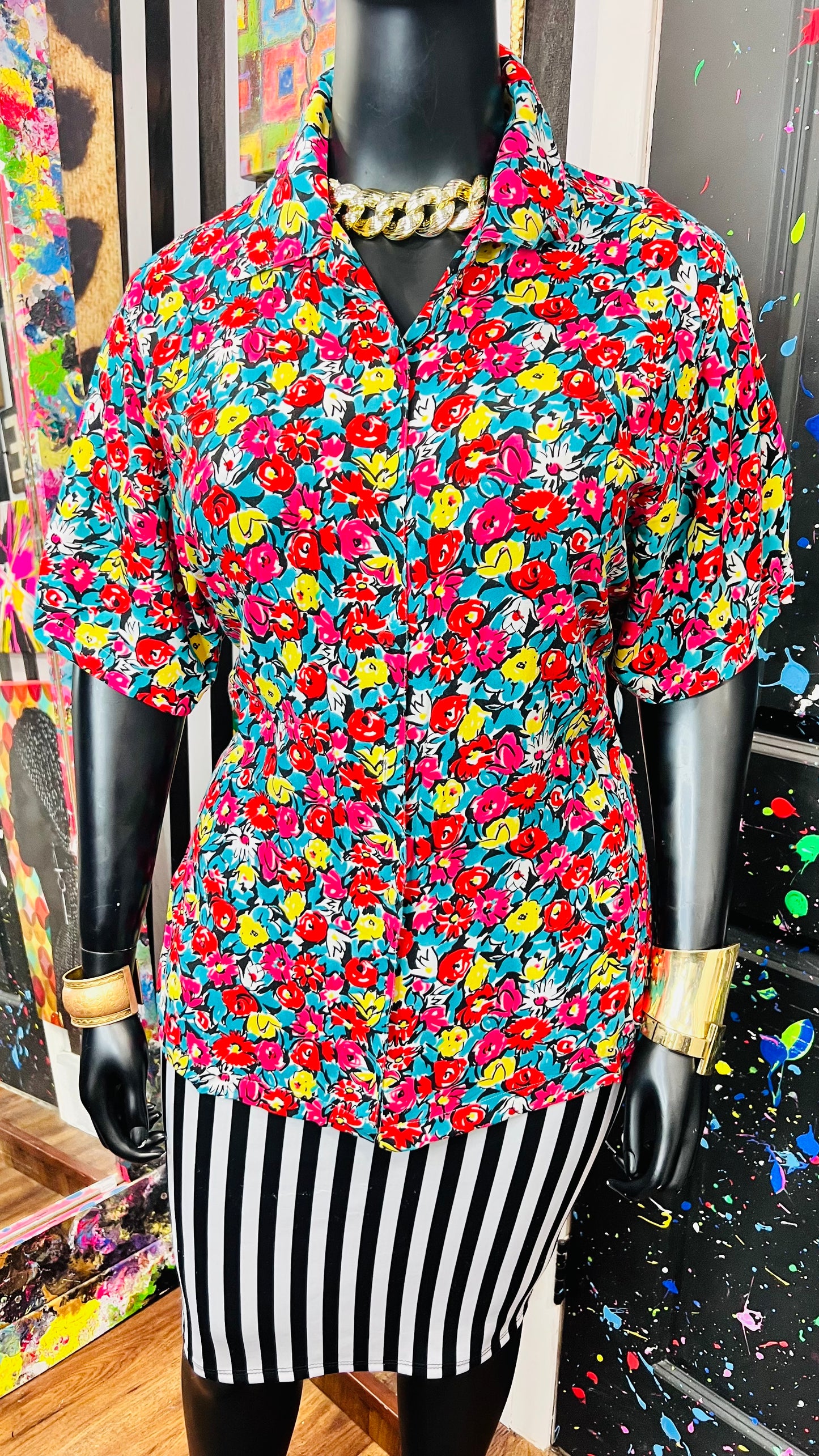 Vintage Bold Floral Blouse (16)