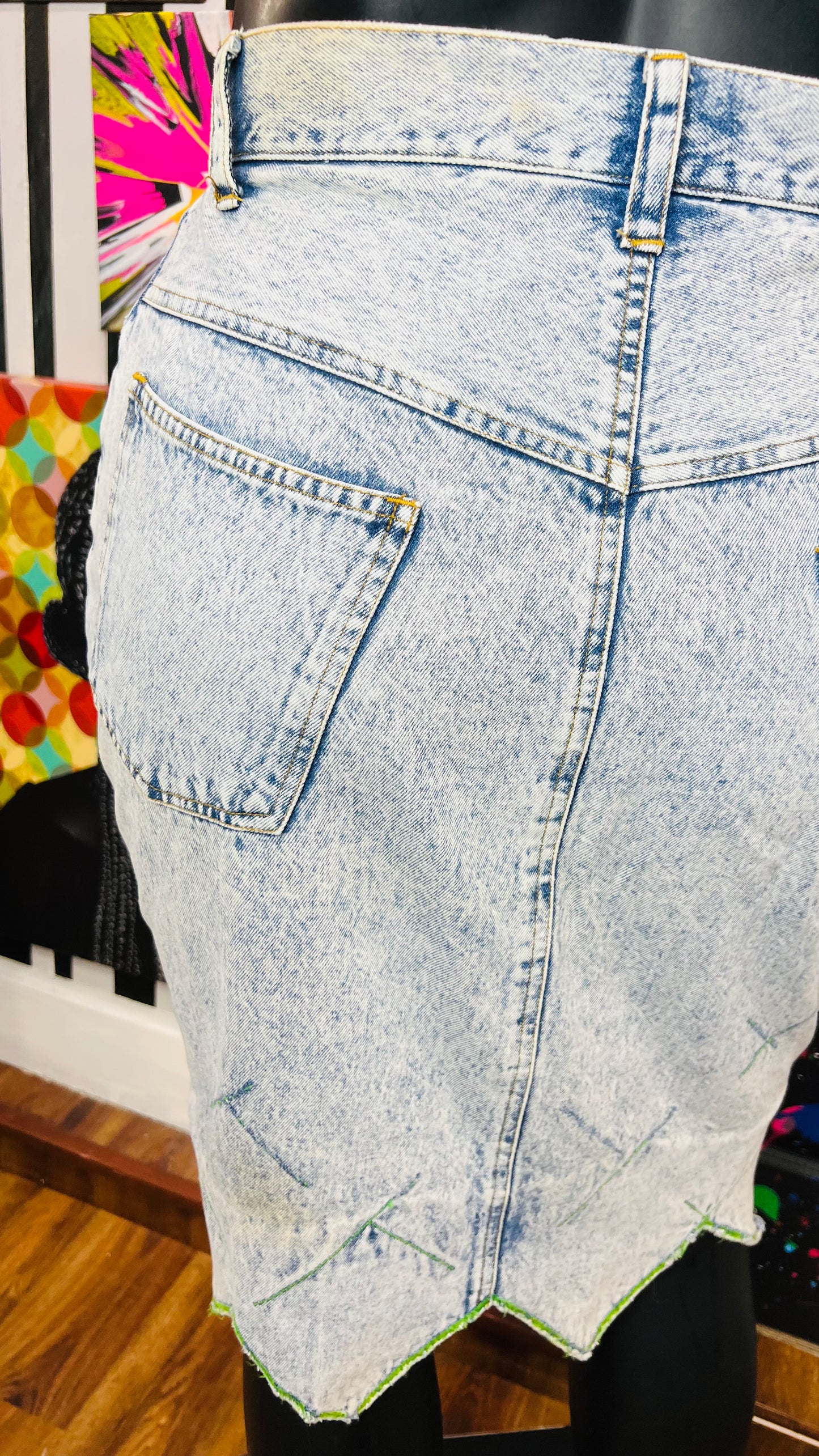 Vintage Denim Floral Skirt (18)