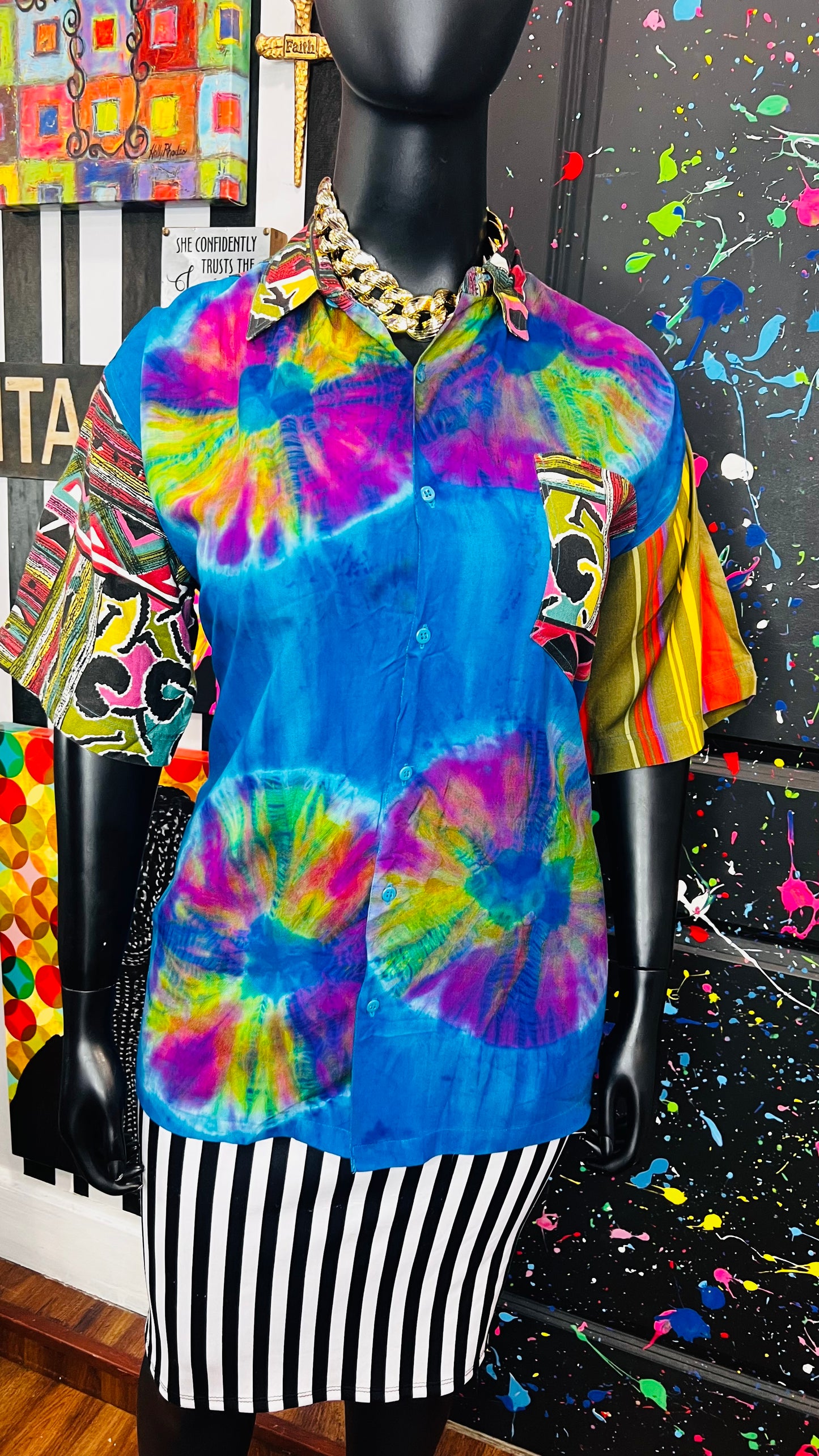Vintage Abstract Mix Print Blouse (18)
