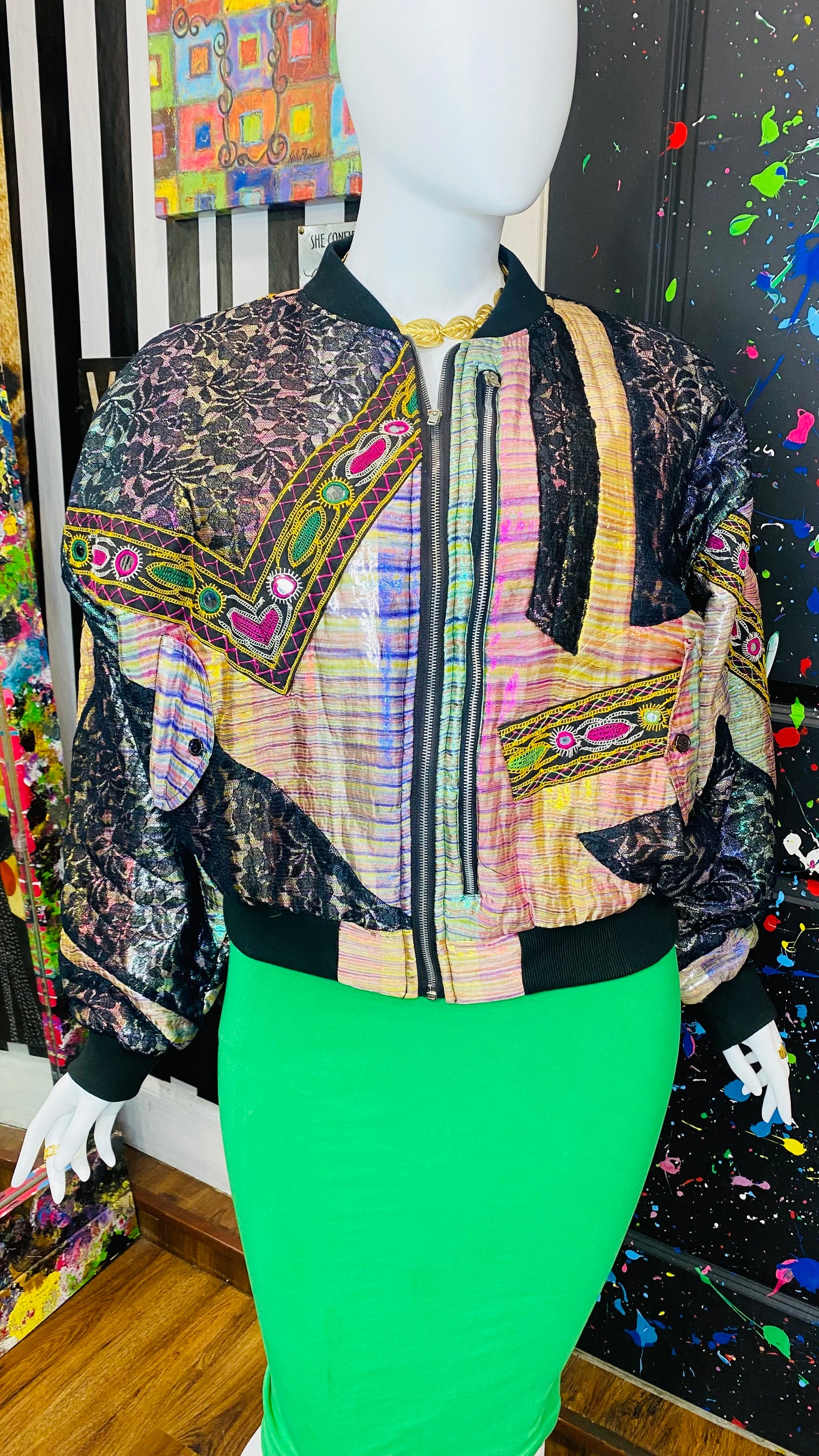 Vintage Abstract Lace Puffer Jacket (22)
