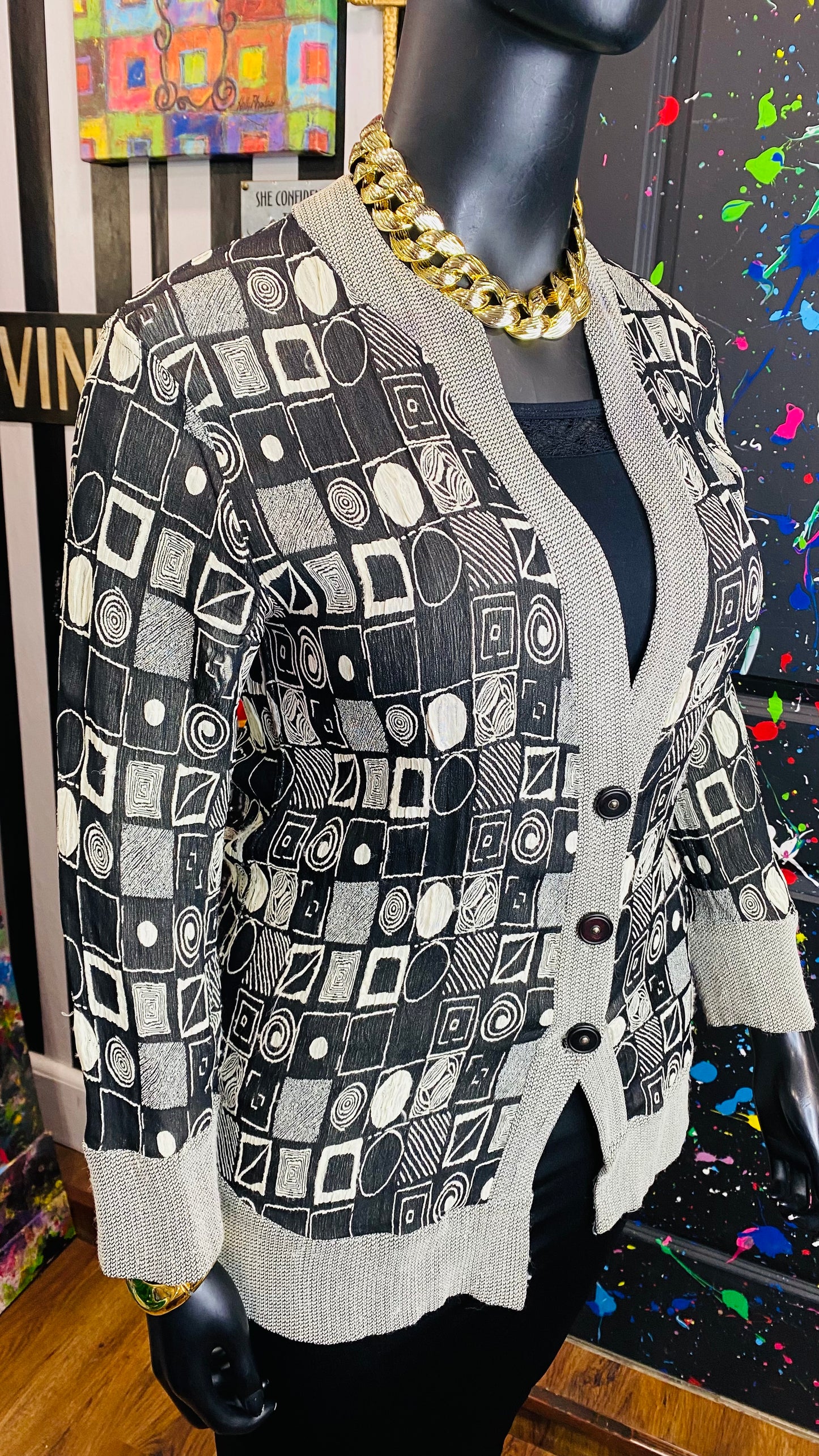 Vintage Black & Beige Blazer (12)