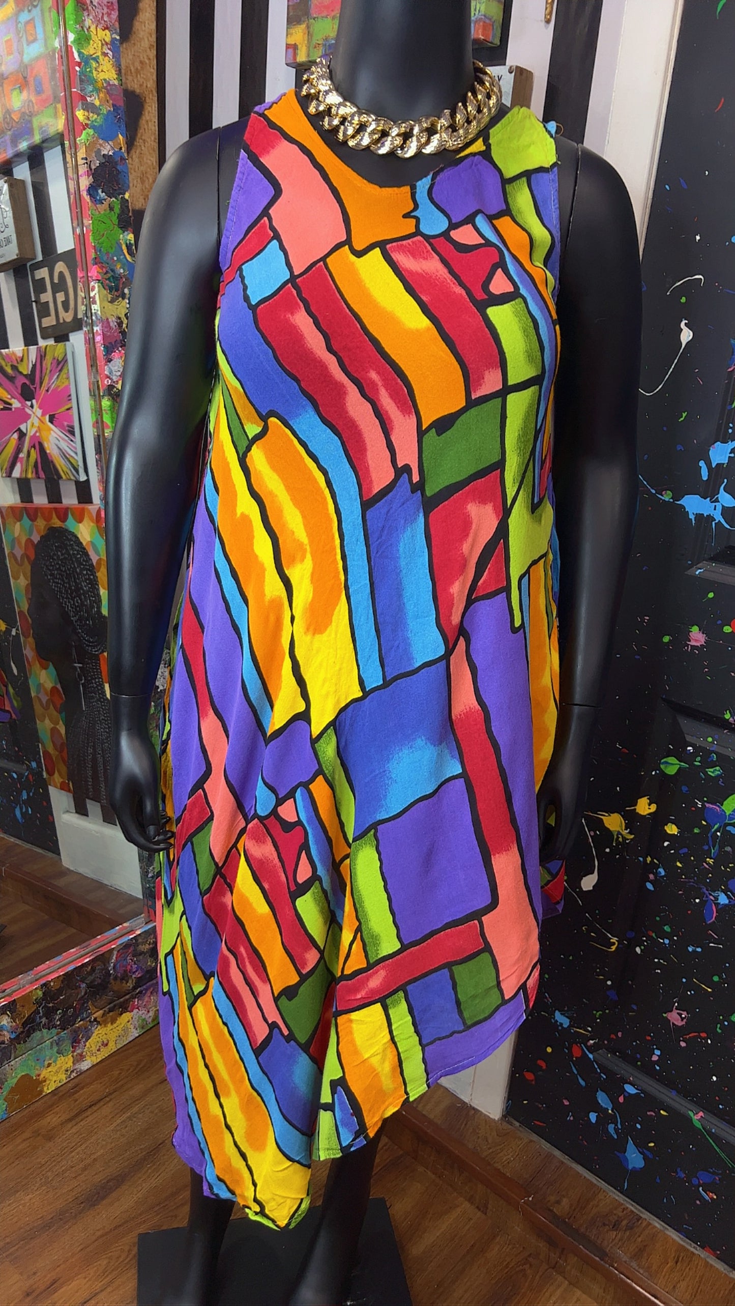 Vintage Rayon Abstact Tunic/Dress (16)