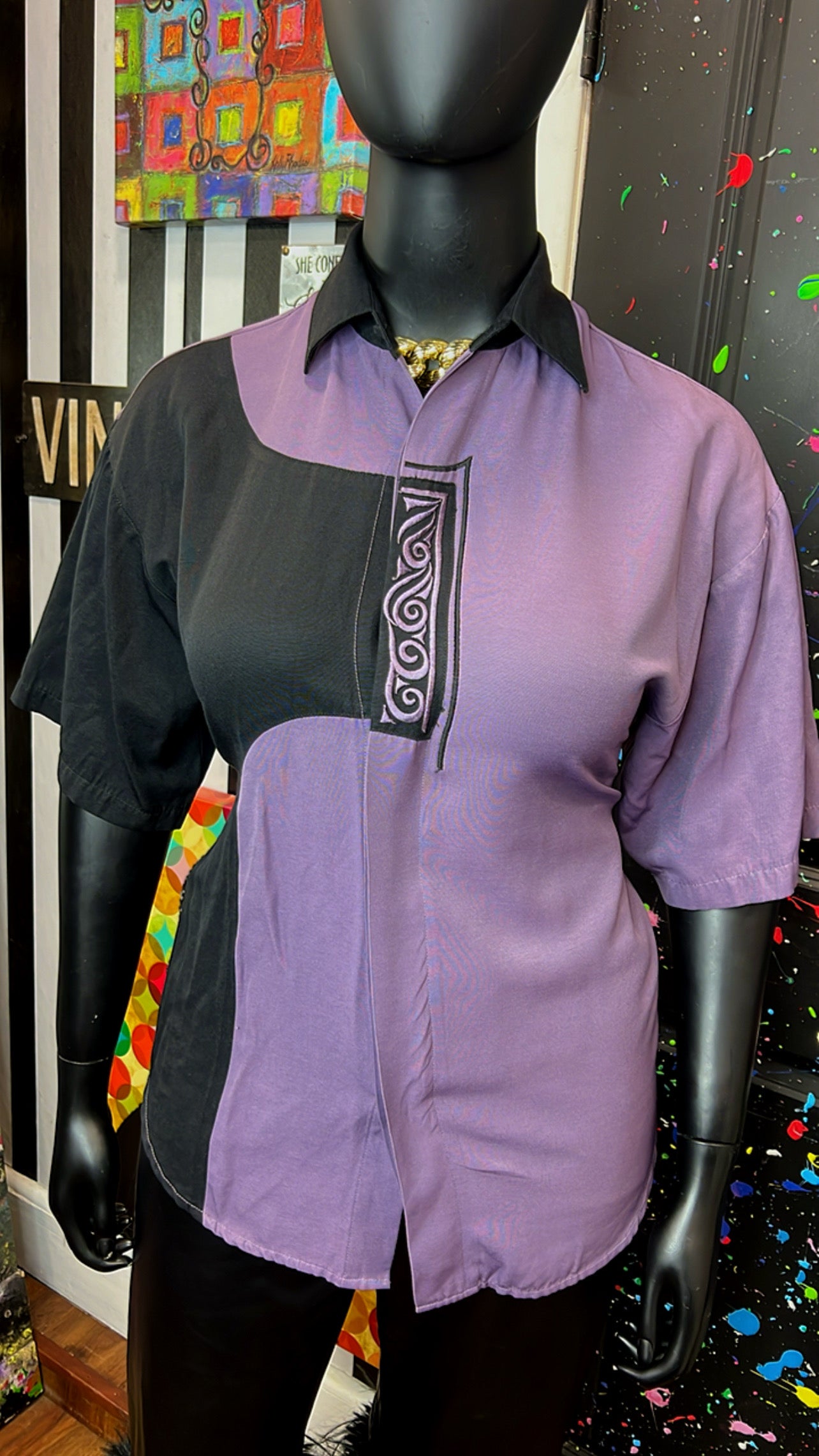 Vintage Purple & Black 90’s Blouse (14)