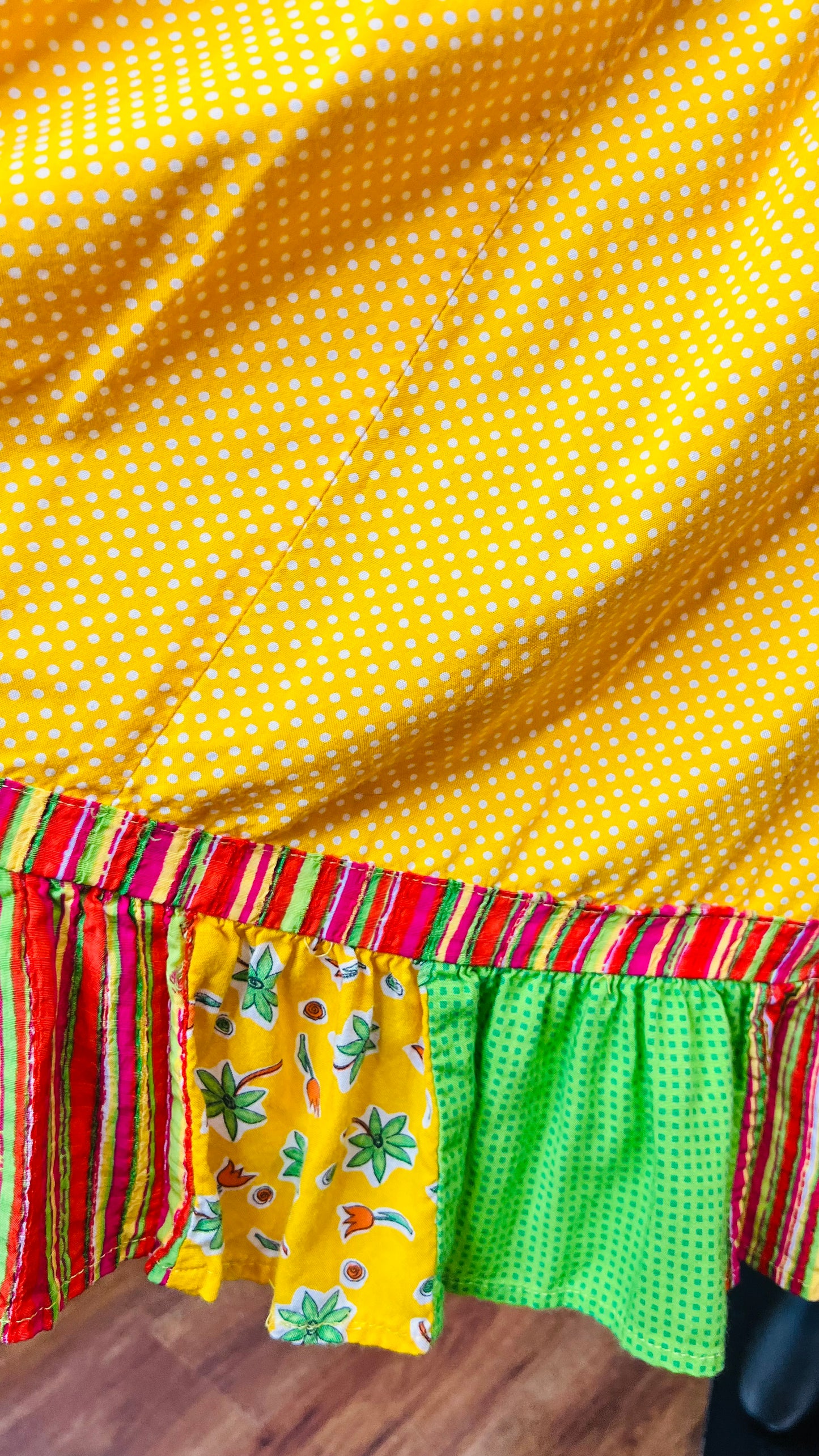 Vintage Rayon Polka Dot Patchwork Skirt (20)