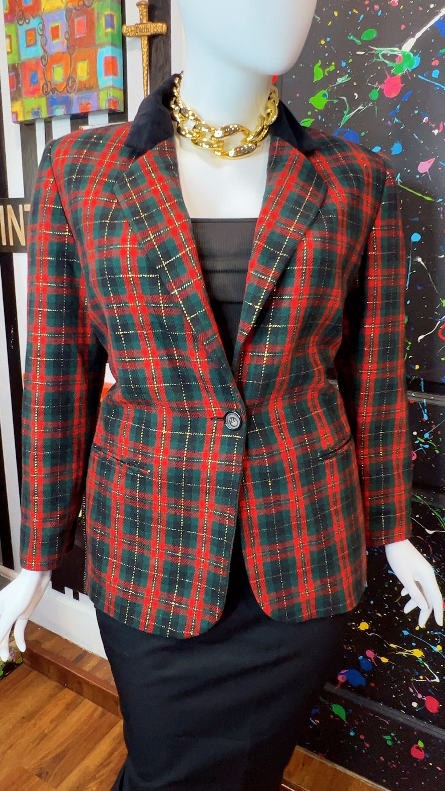 Vintage Plaid Wool Blazer (18)