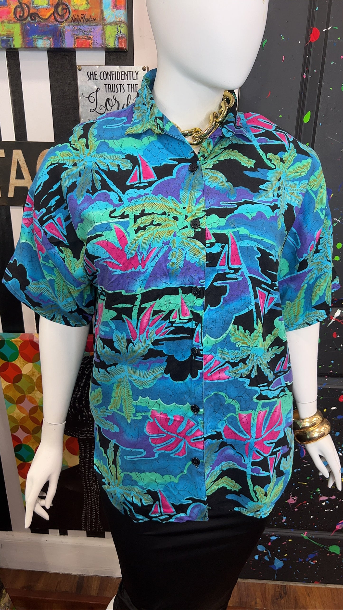 Vintage Rayon Floral Blouse (22)