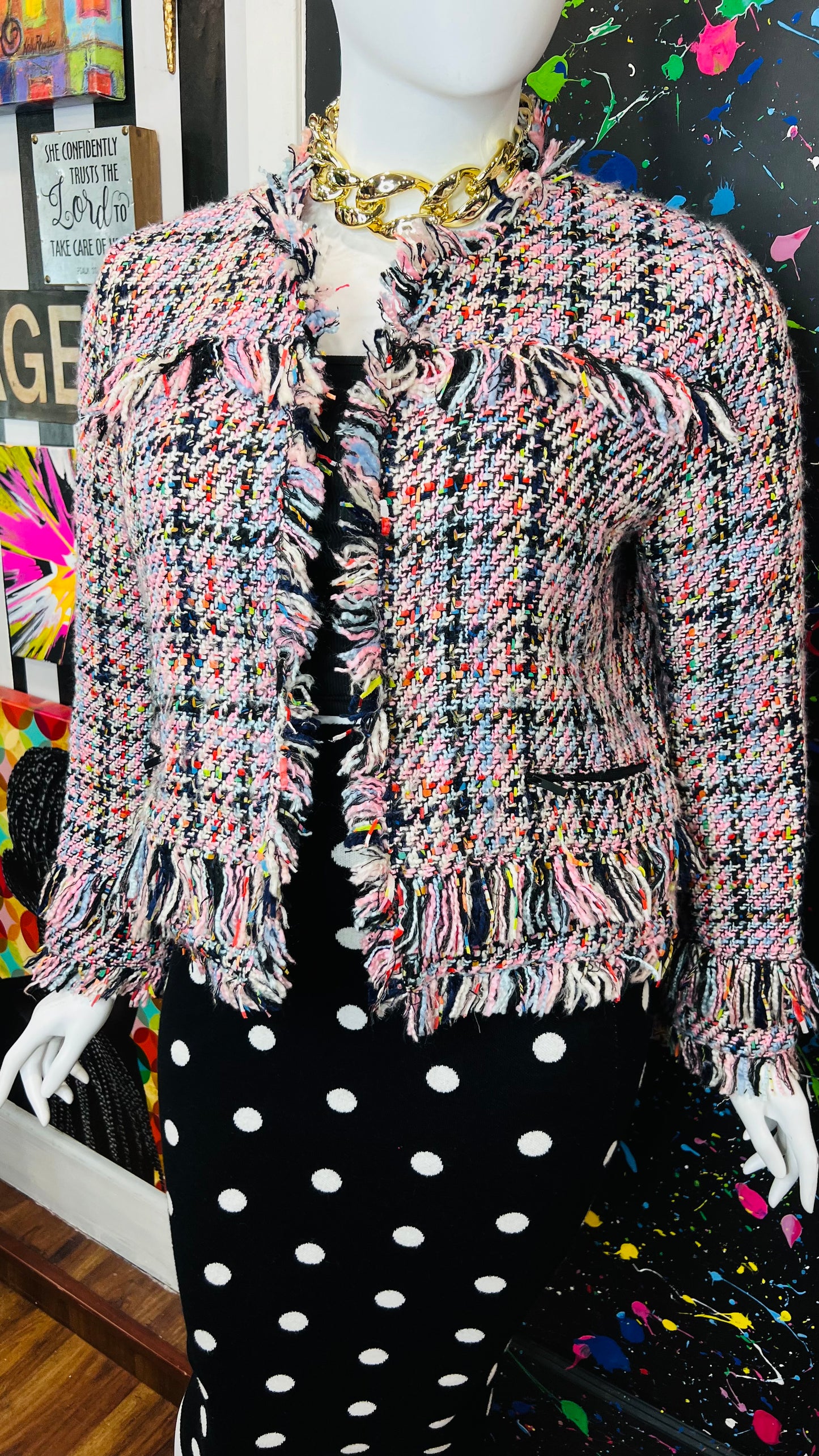 Tweed Multicolored Cropped Blazer (18)