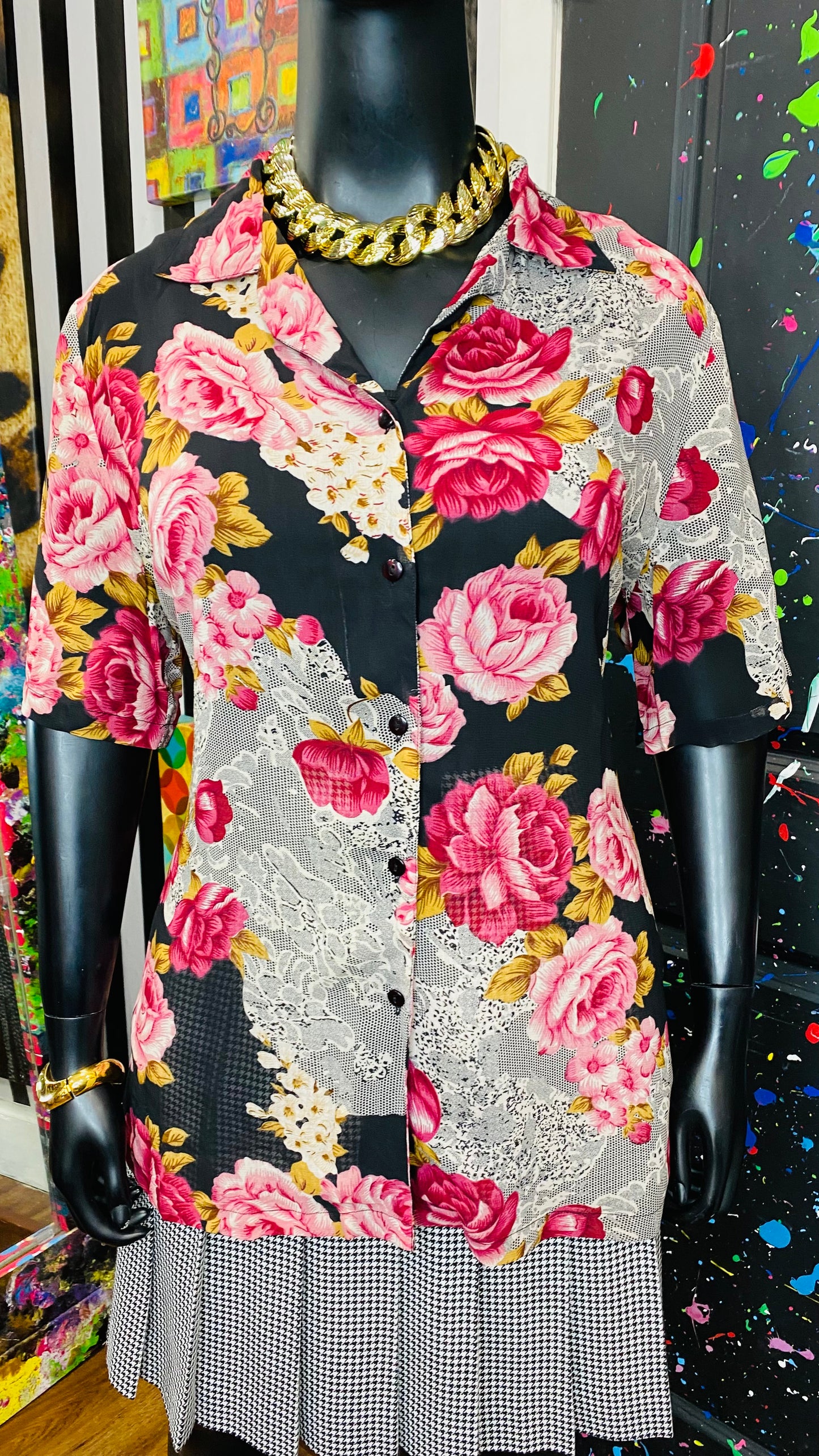 Vintage Sheer Mixprint Blouse (22)