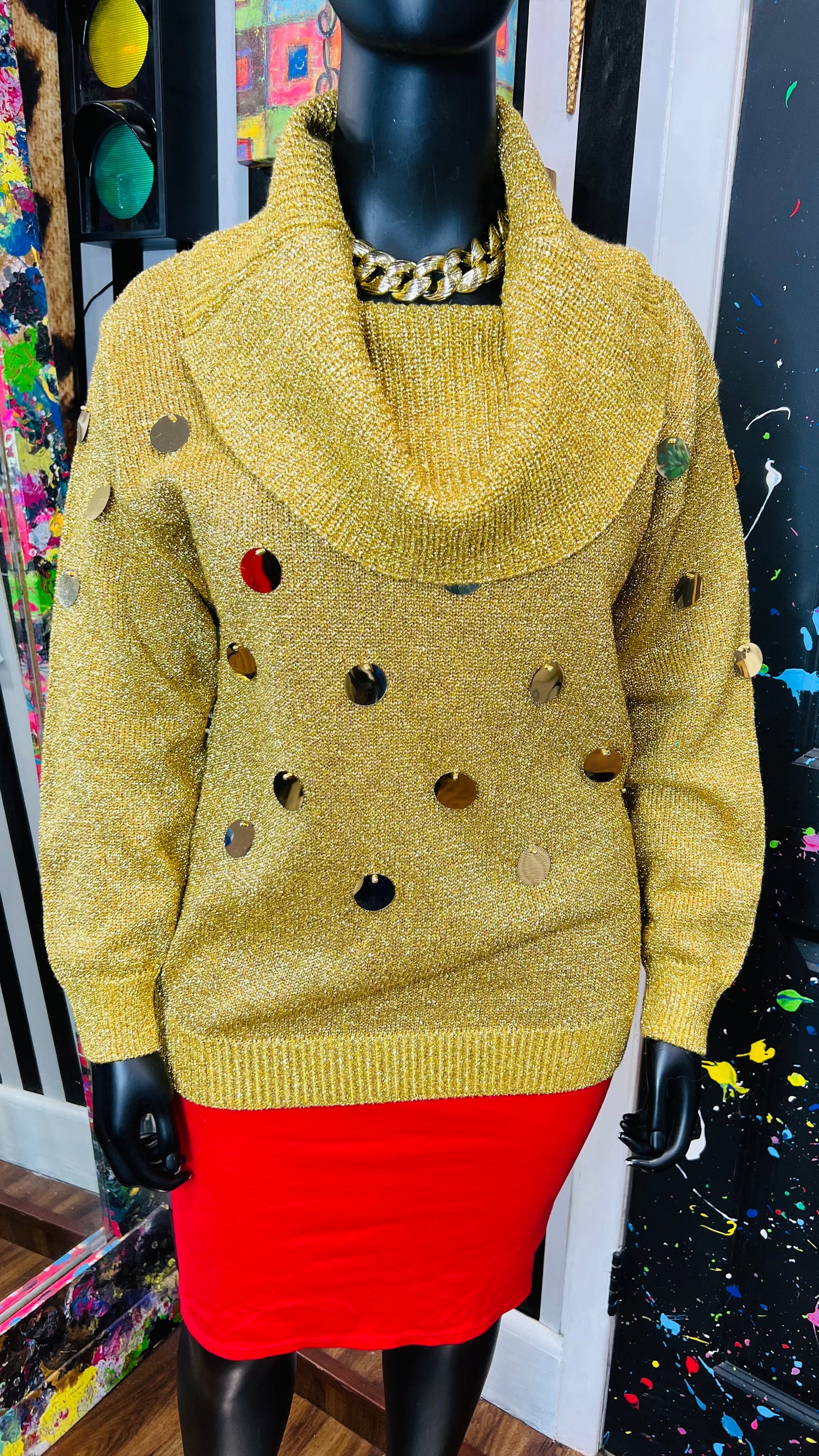 Vintage Plus Size Gold & Circle Sweater (18)