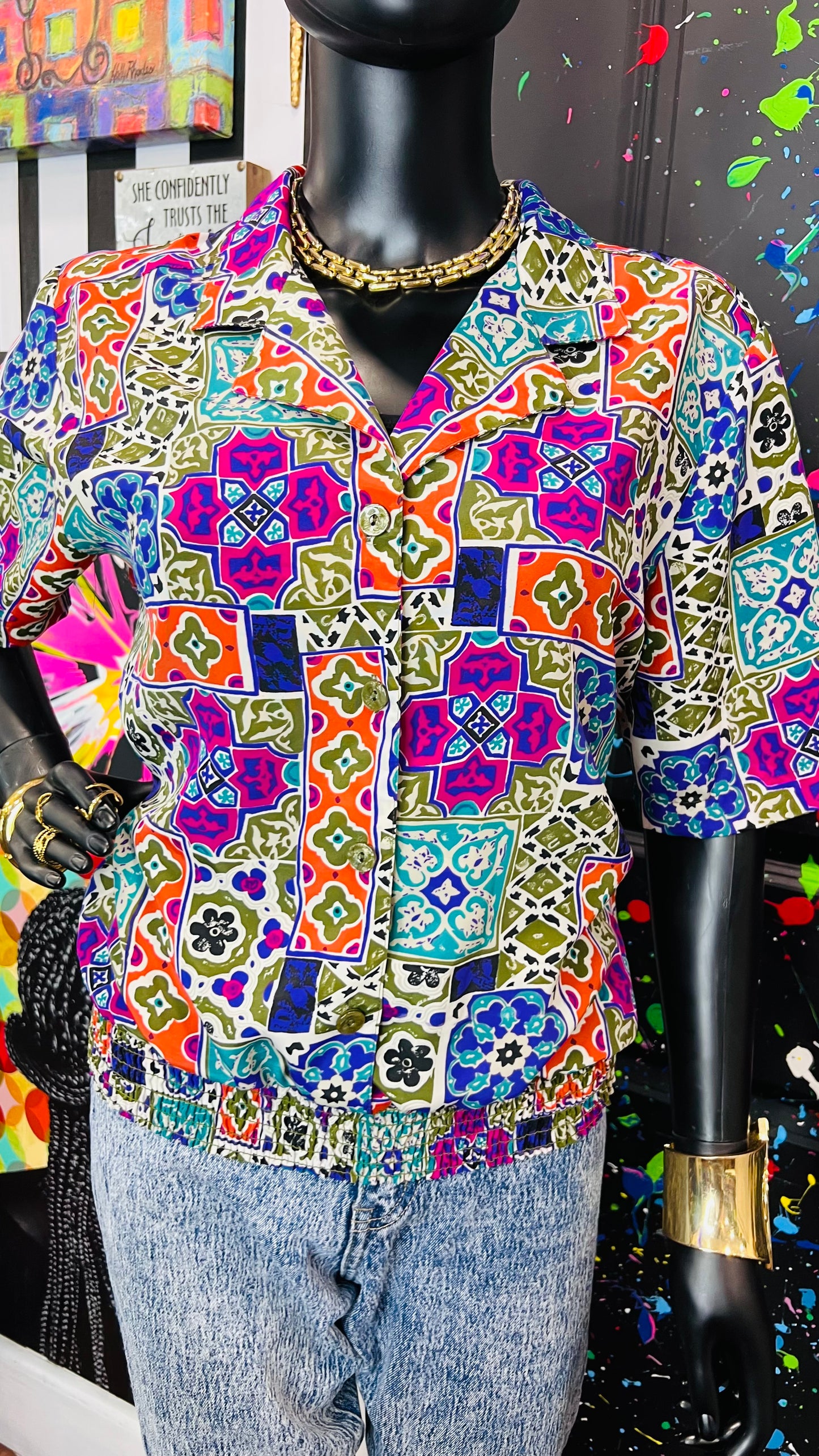 Vintage Mix Print Blouse (12)
