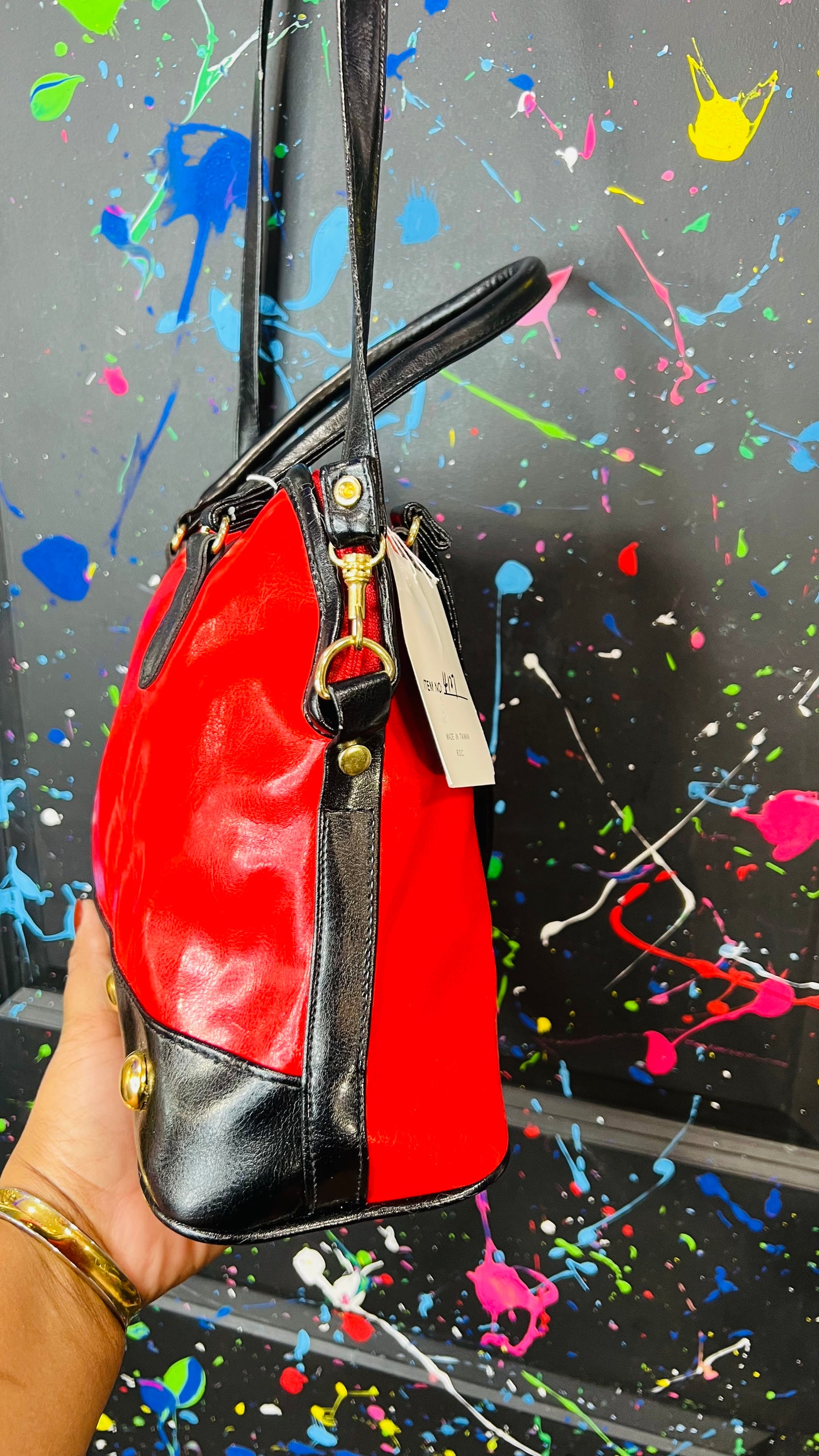 Vintage Black & Red Studded Purse (Deadstock/ New w/tags)