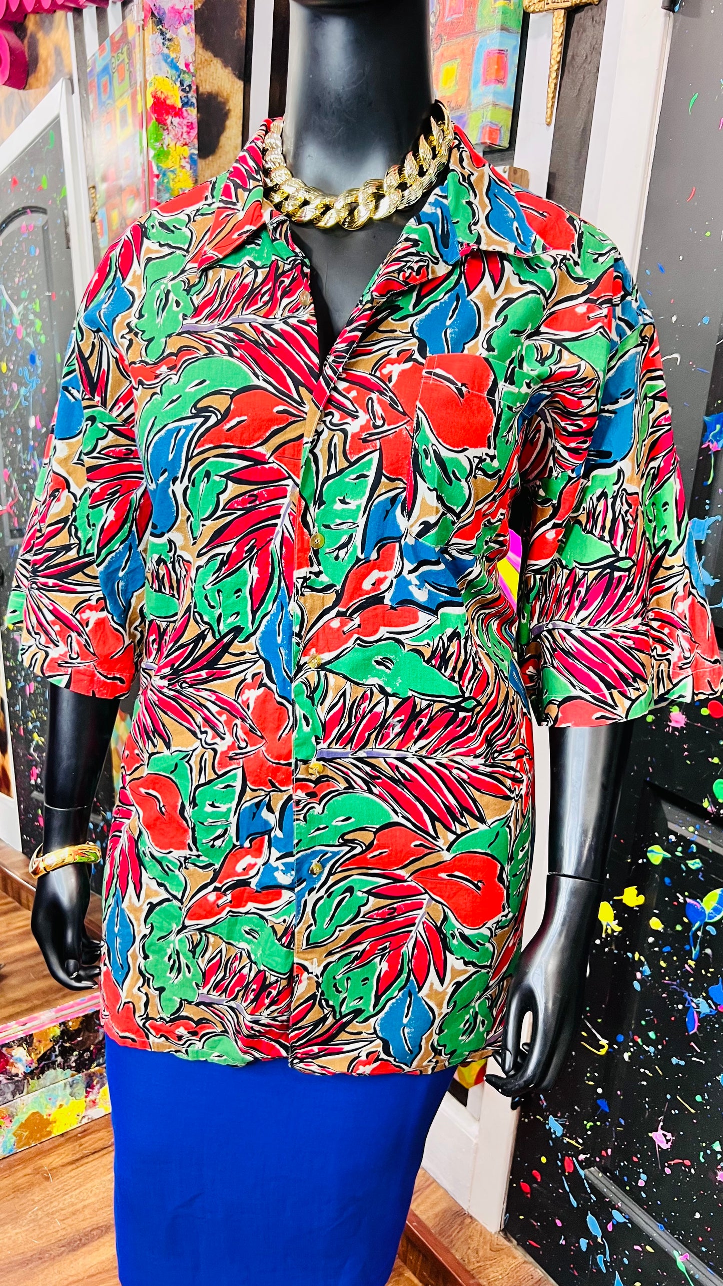 Vintage 80’s Bold Floral Blouse (22)