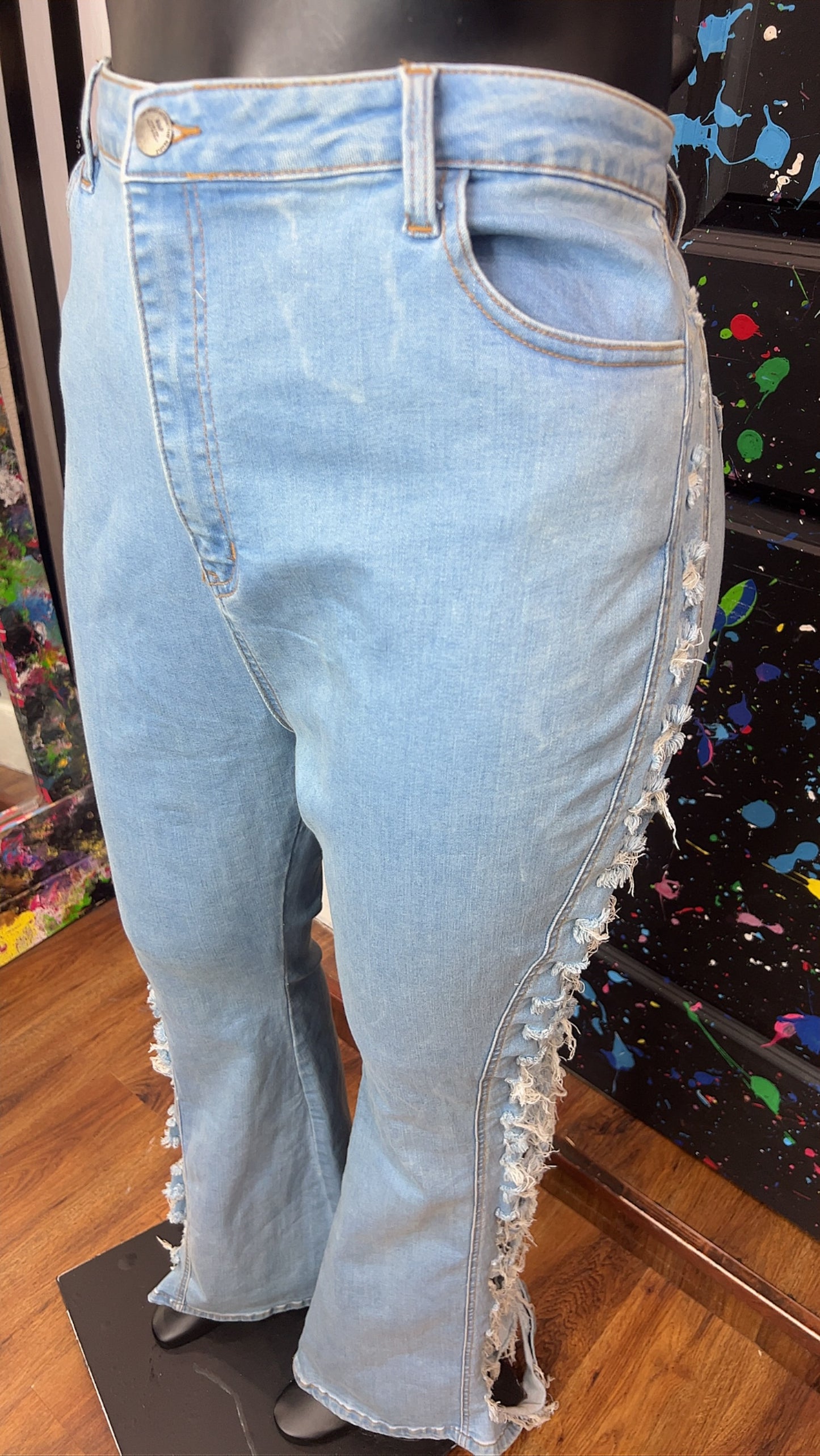 Distressed Jeans w/ Flare Legs (20)